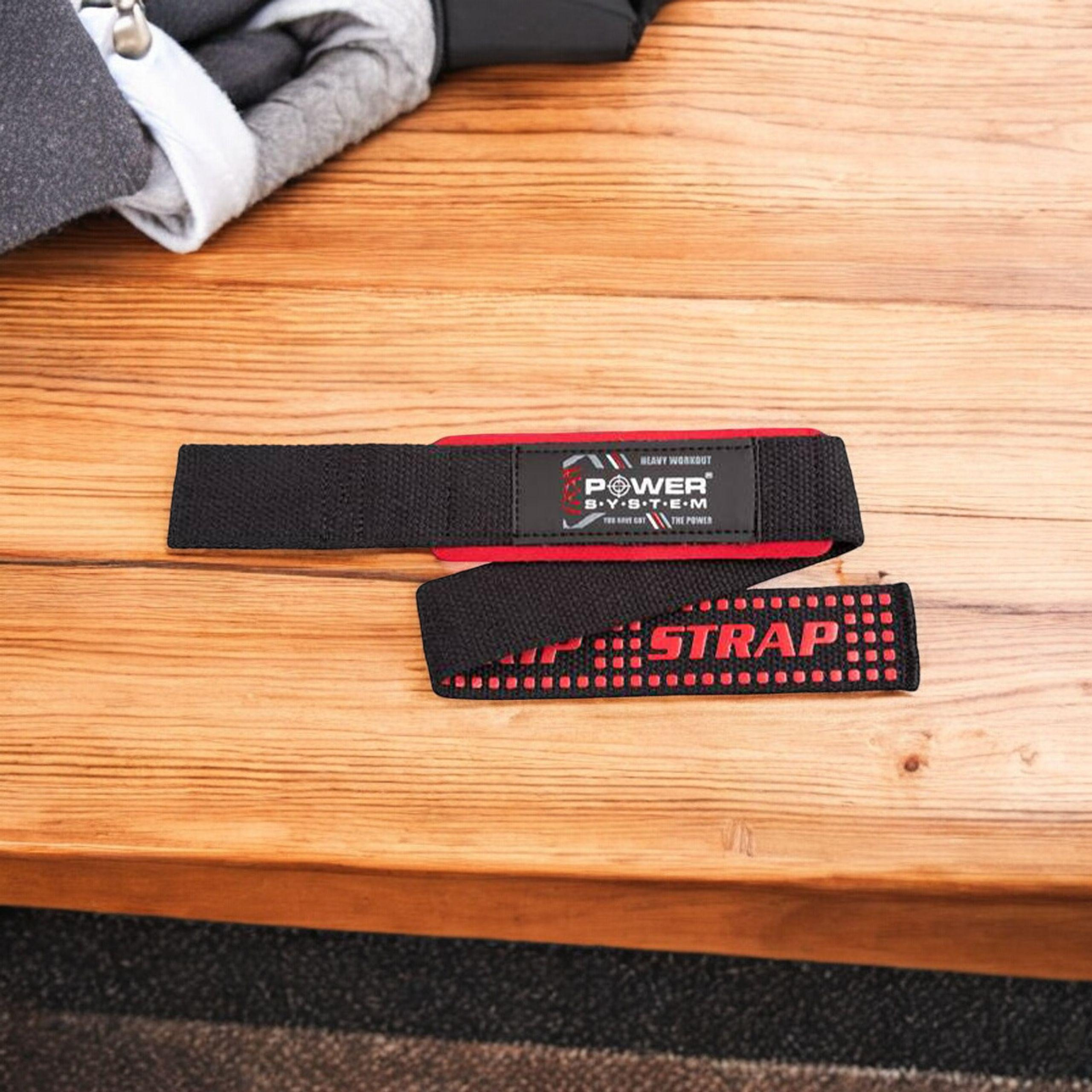 POWER SYSTEM XTR Grip Straps Black/Red - Paski Treningowe