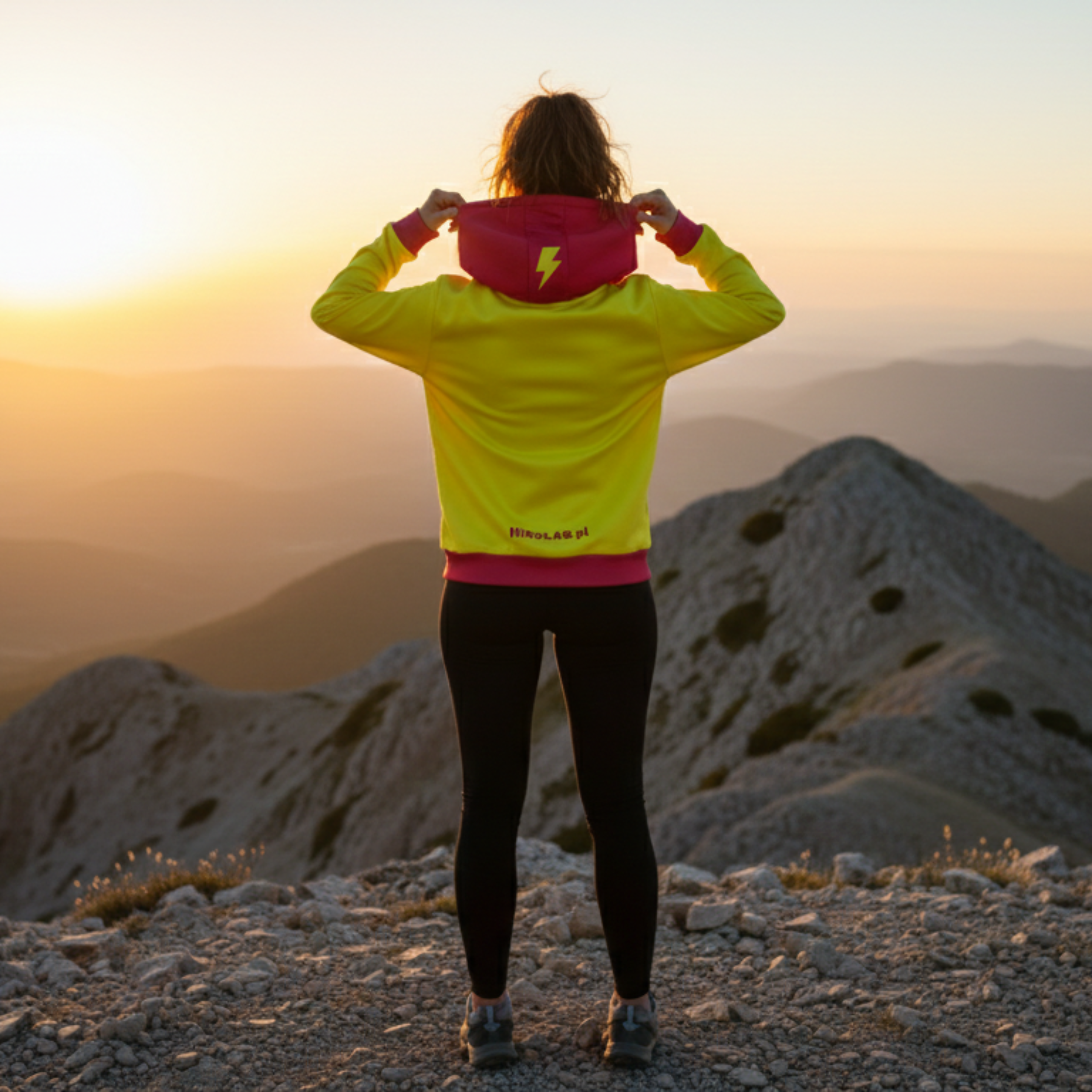 HIRO.LAB Bluza z kapturem HIRO - Żółto Różowa - S