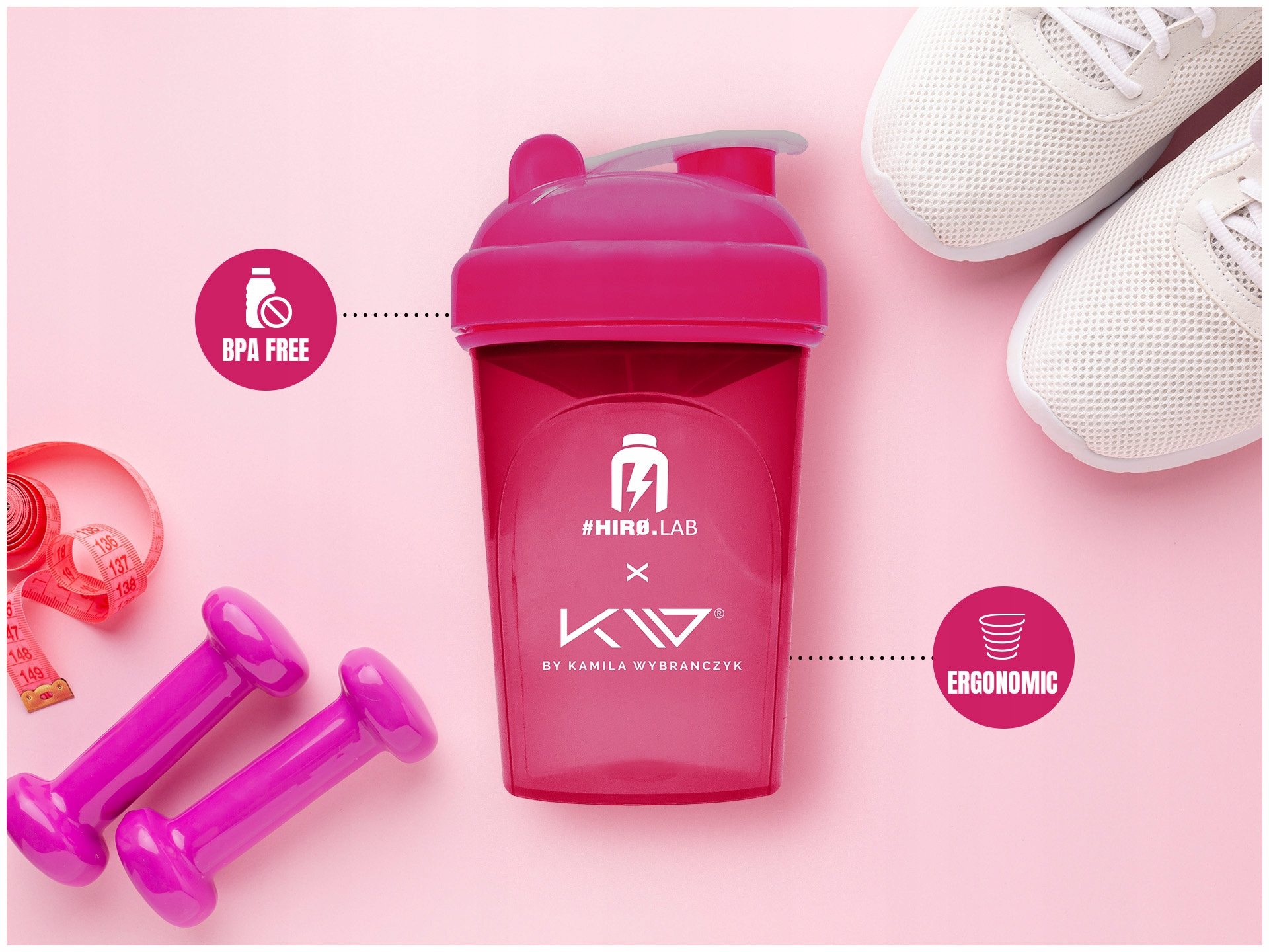 HIRO.LAB - Shaker Kamila Wybrańczyk - 2x 500ml - Pink