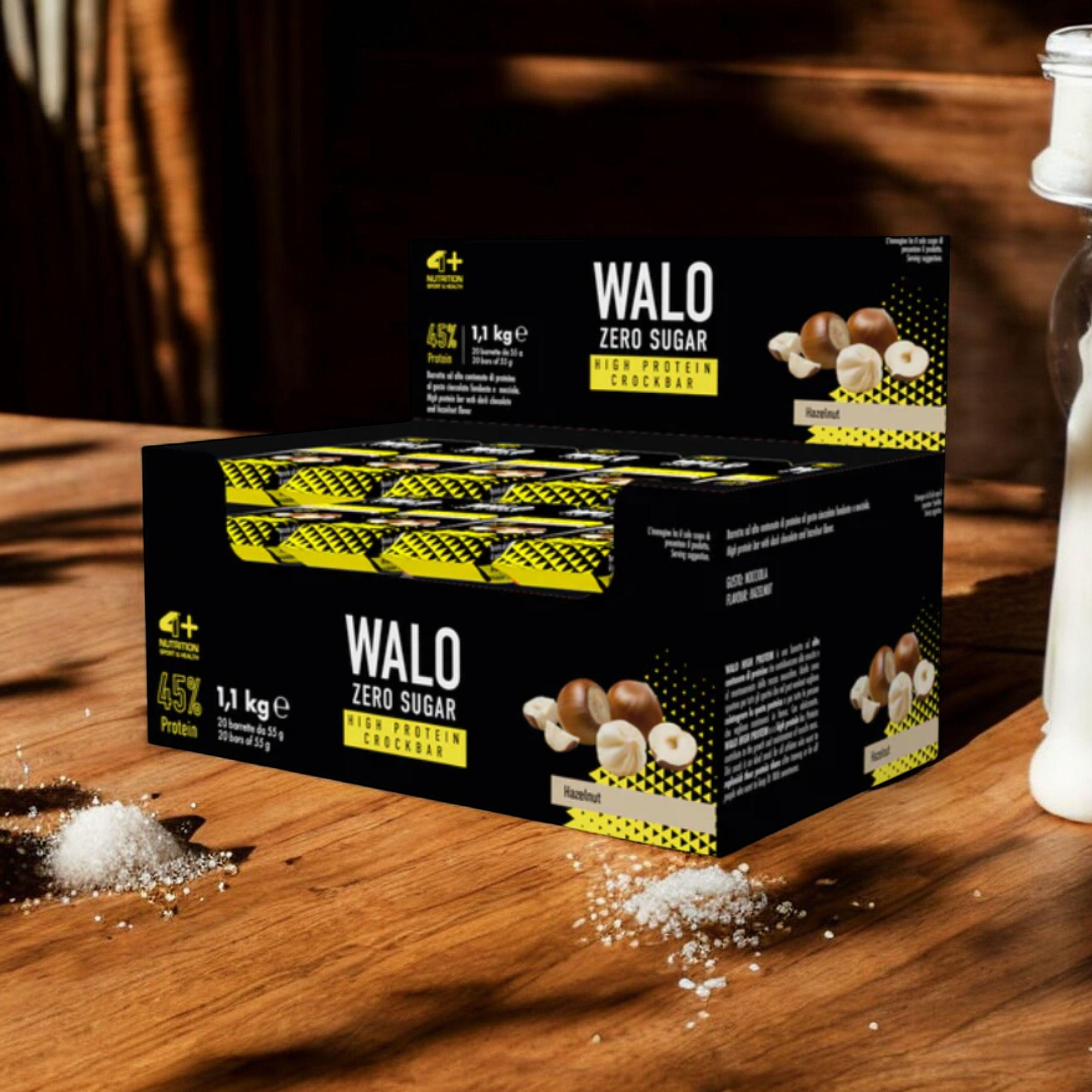 4+ NUTRITION - Walo ZeroSugar CrockBar HP 45% - 20x 55g - Hazelnut - WYPRZEDAŻ - 31-07