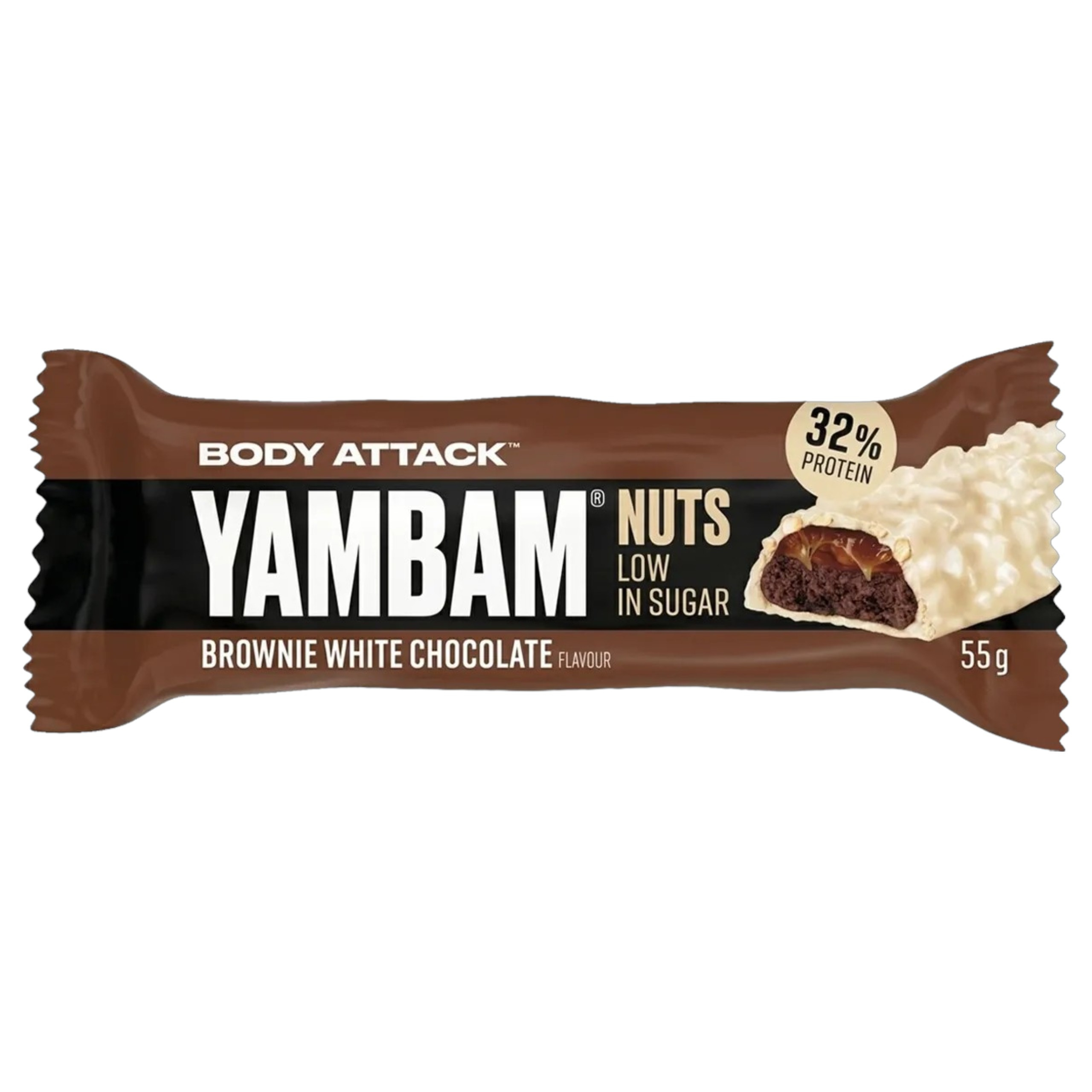 Body Attack Yambam Nuts Brownie White Chocolate Nuts 12 x 55 g
