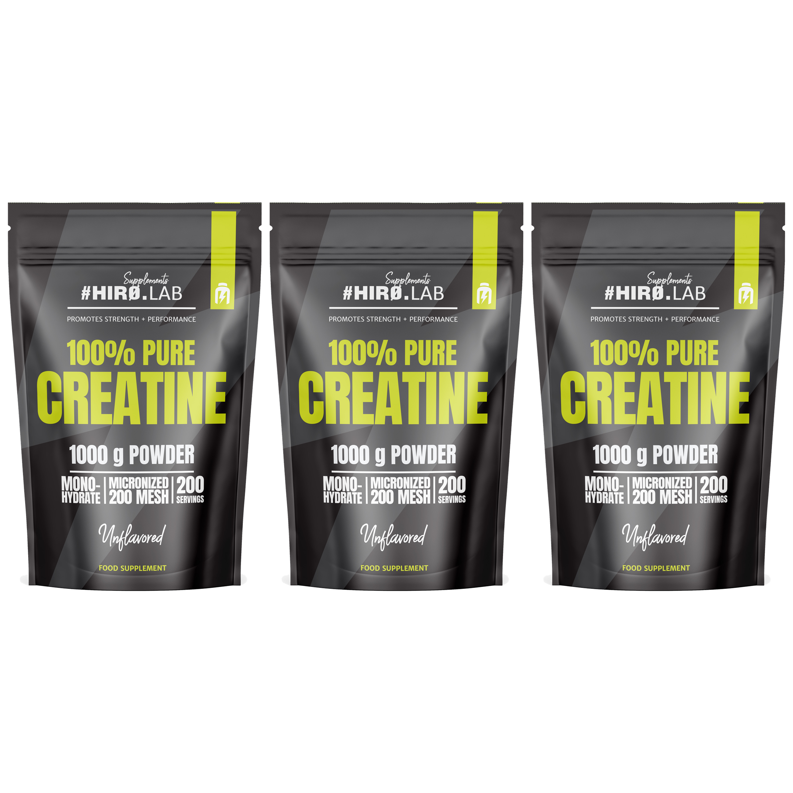 HIRO.LAB 100% Pure Creatine - 3x 1000g - Unflavored