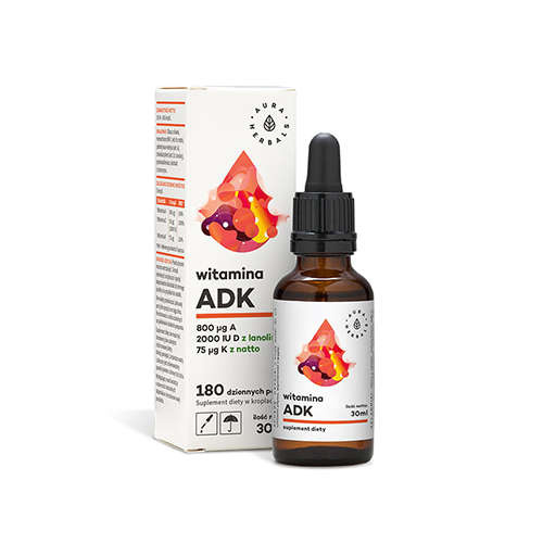 AURA HERBALS Witamina "ADK" A + D3 (2000IU) + K2MK7 - 30ml