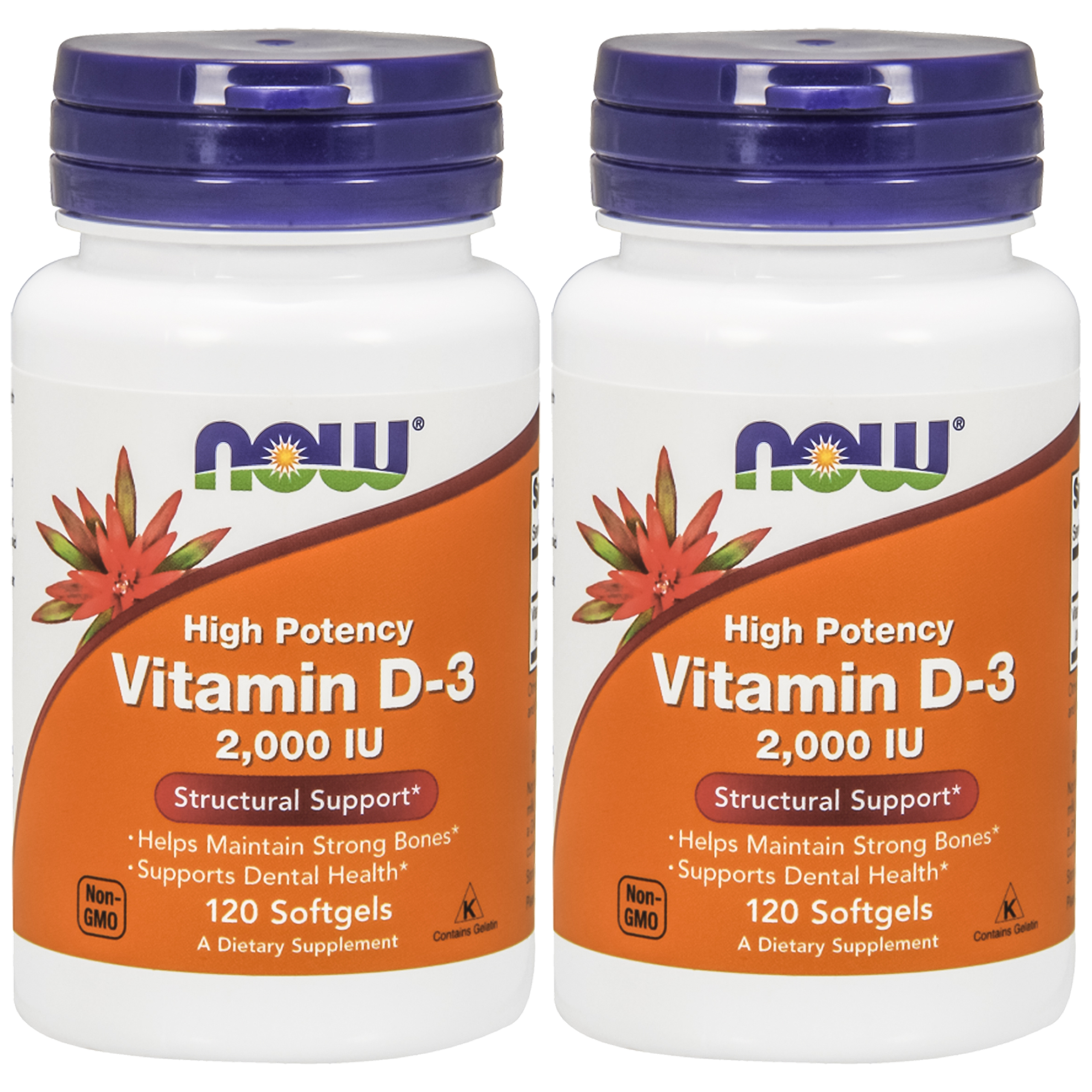 NOW Vitamin D3 2000IU - 2x 120softgels
