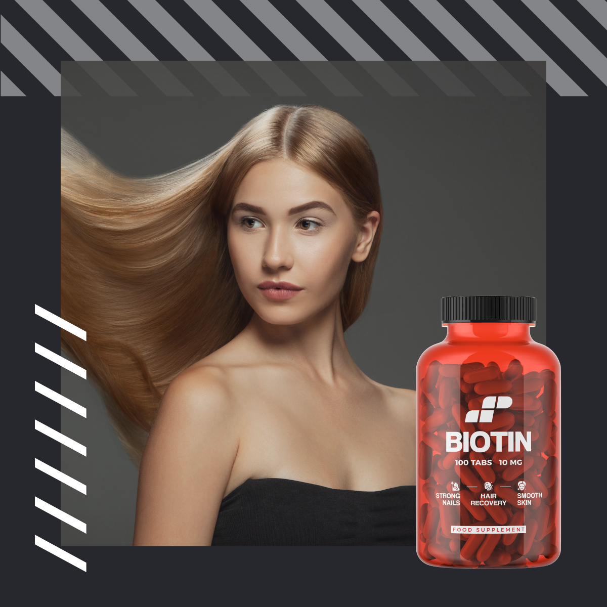 3x MP NUTRITION Biotin 10mg - 100tabs - Biotyna