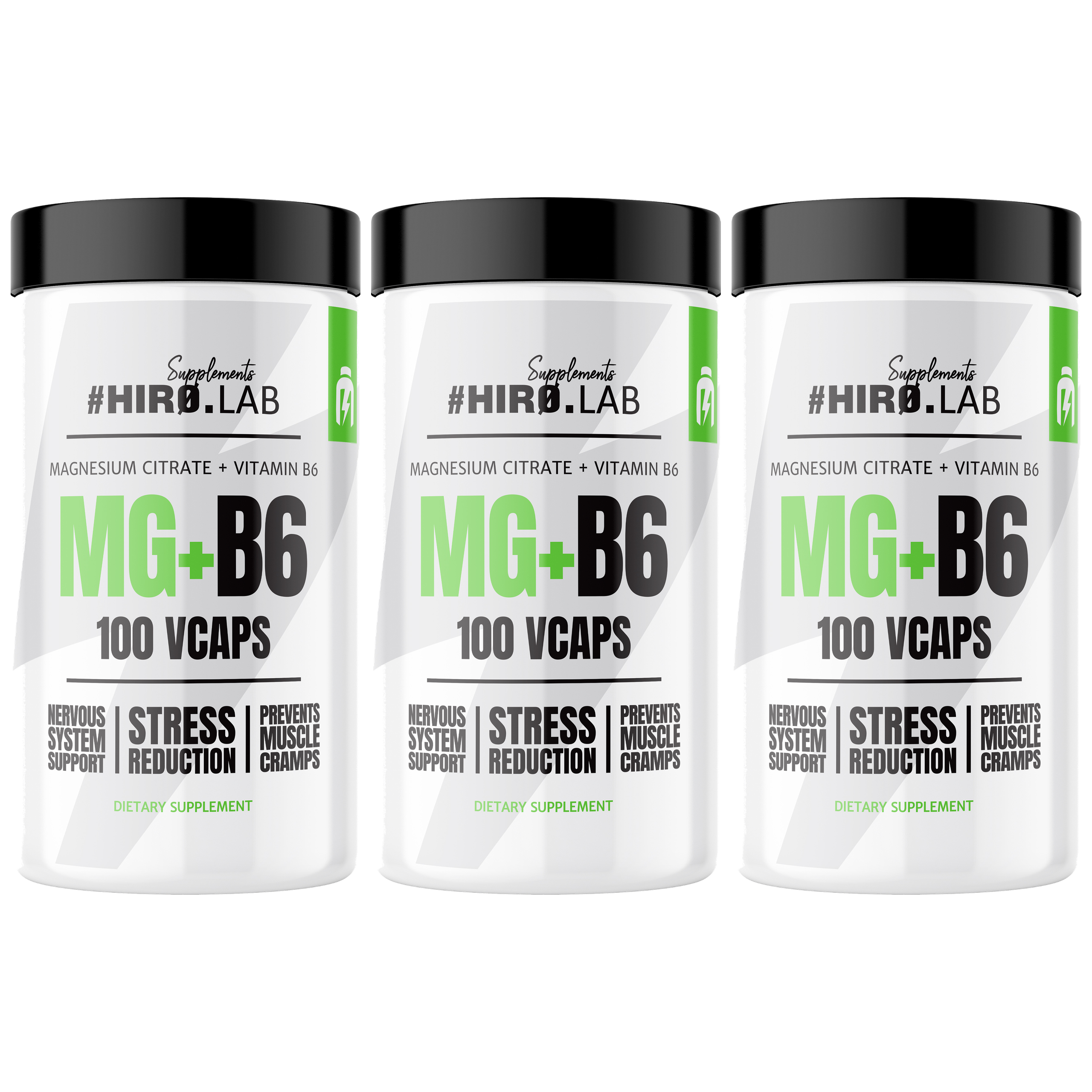 HIRO.LAB Cytrynian Magnezu + Witamina B6 3x 100 vcaps