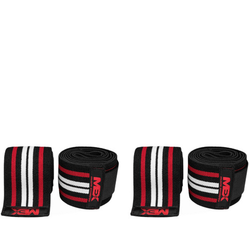 MEX SPORT - Knee Wraps - Black/Red/White - 2x 198cm 