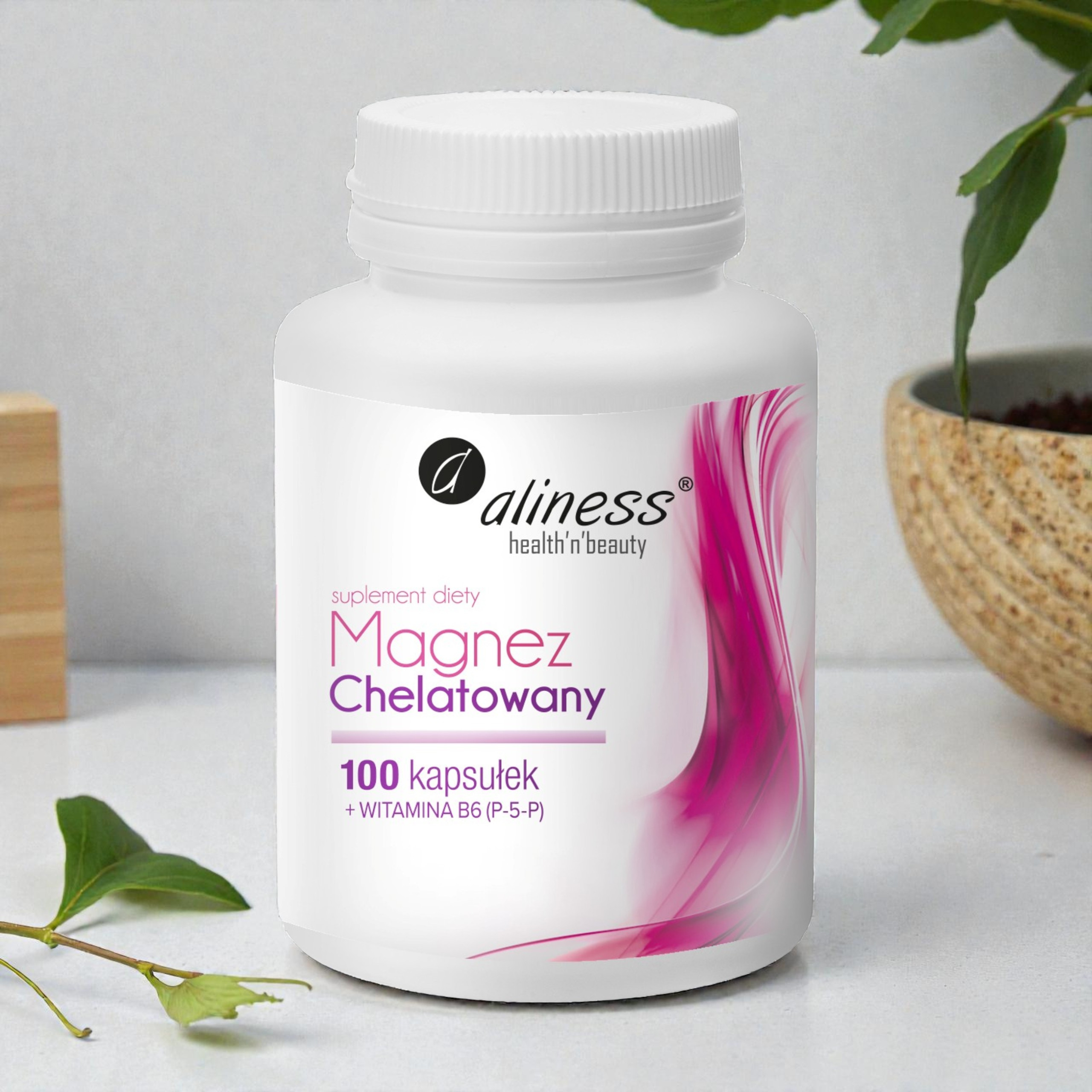 ALINESS - Magnez Chelatowany 720mg + B6 (P-5-P) - 2x 100caps.
