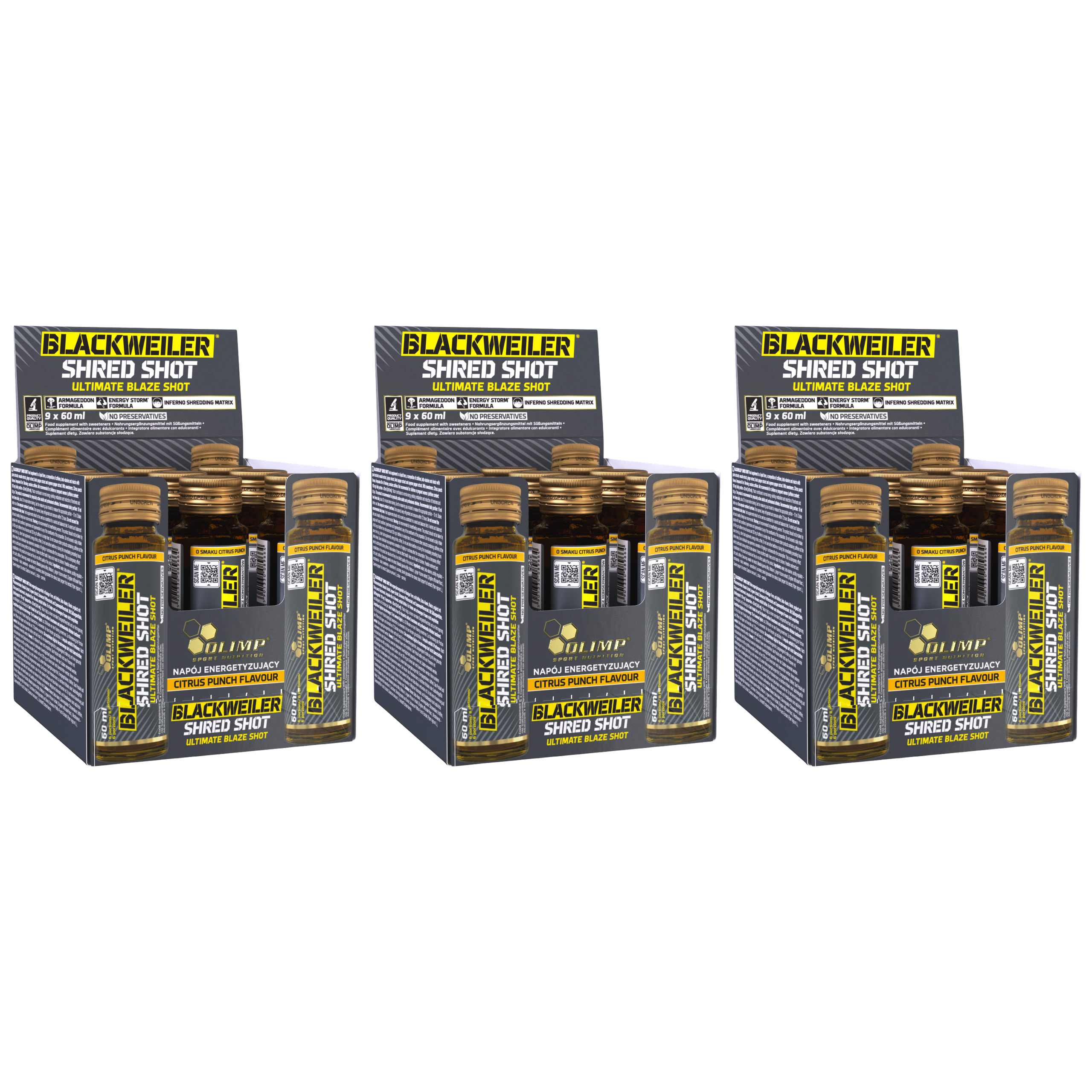 OLIMP - Blackweiler Shred Shot - 3x 60ml x9 - Citrus Punch