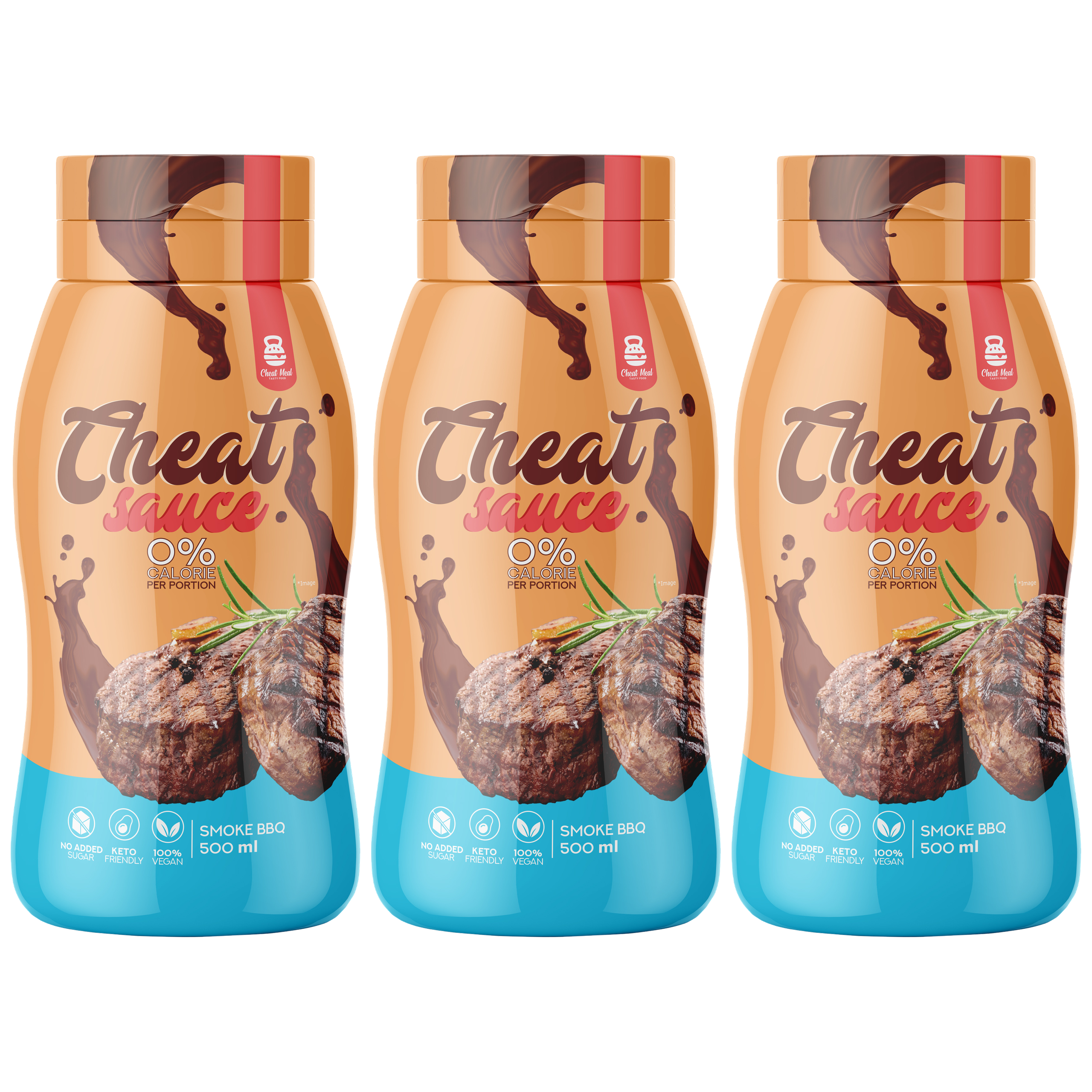 Cheat Meal Nutrition Sauce 0% (Sos zero kalorii) - 3x 500ml - Barbecue