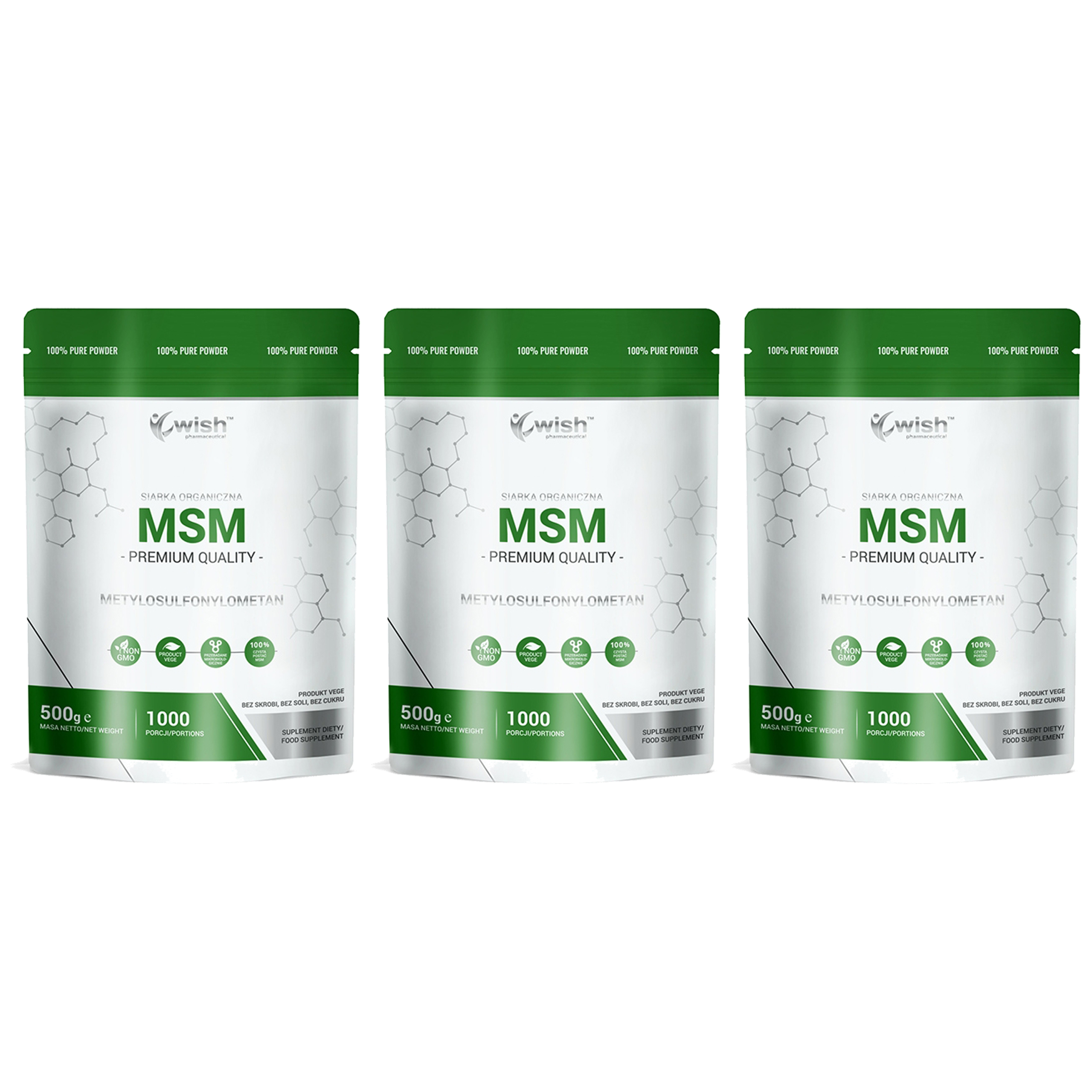 WISH Pharmaceutical MSM - 3x 500g