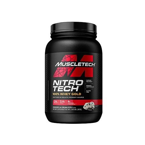 MUSCLE TECH - Nitro Tech 100% Whey Gold - 908g - Double Rich Chocolate - WYPRZEDAŻ - 30-11