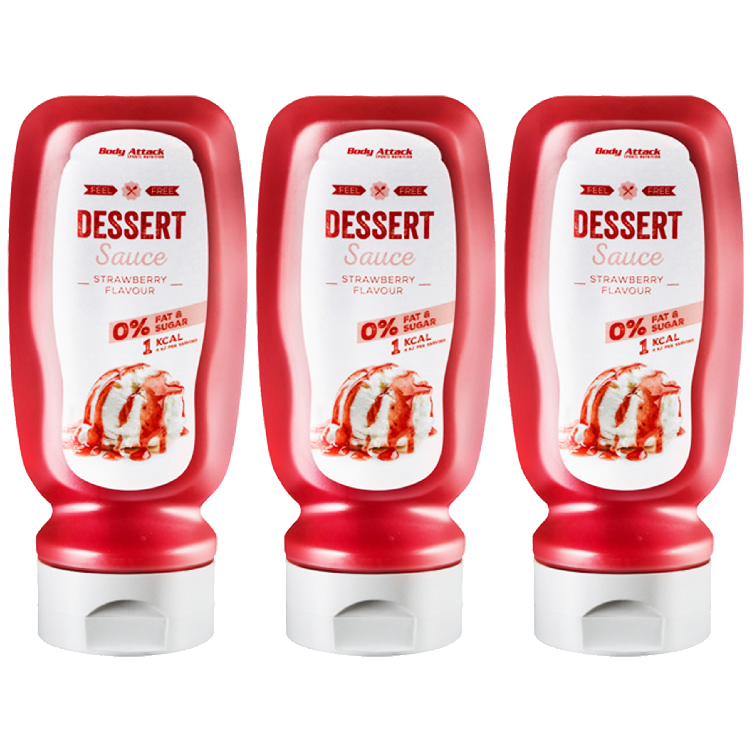 BODY ATTACK Dessert Sauce Strawberry Flavour - 3x 320ml