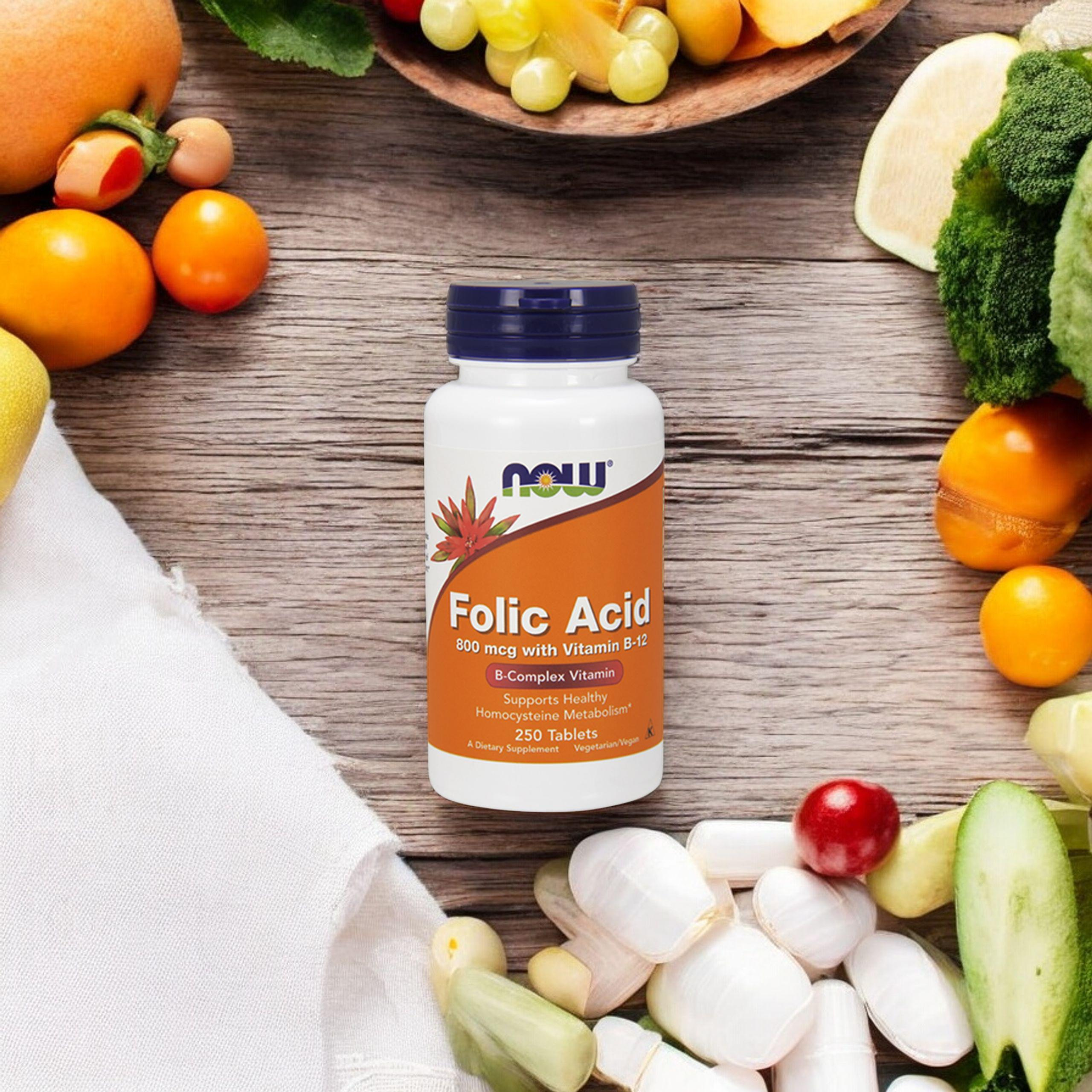 NOW Folic Acid 800mcg - 2x 250tabs.