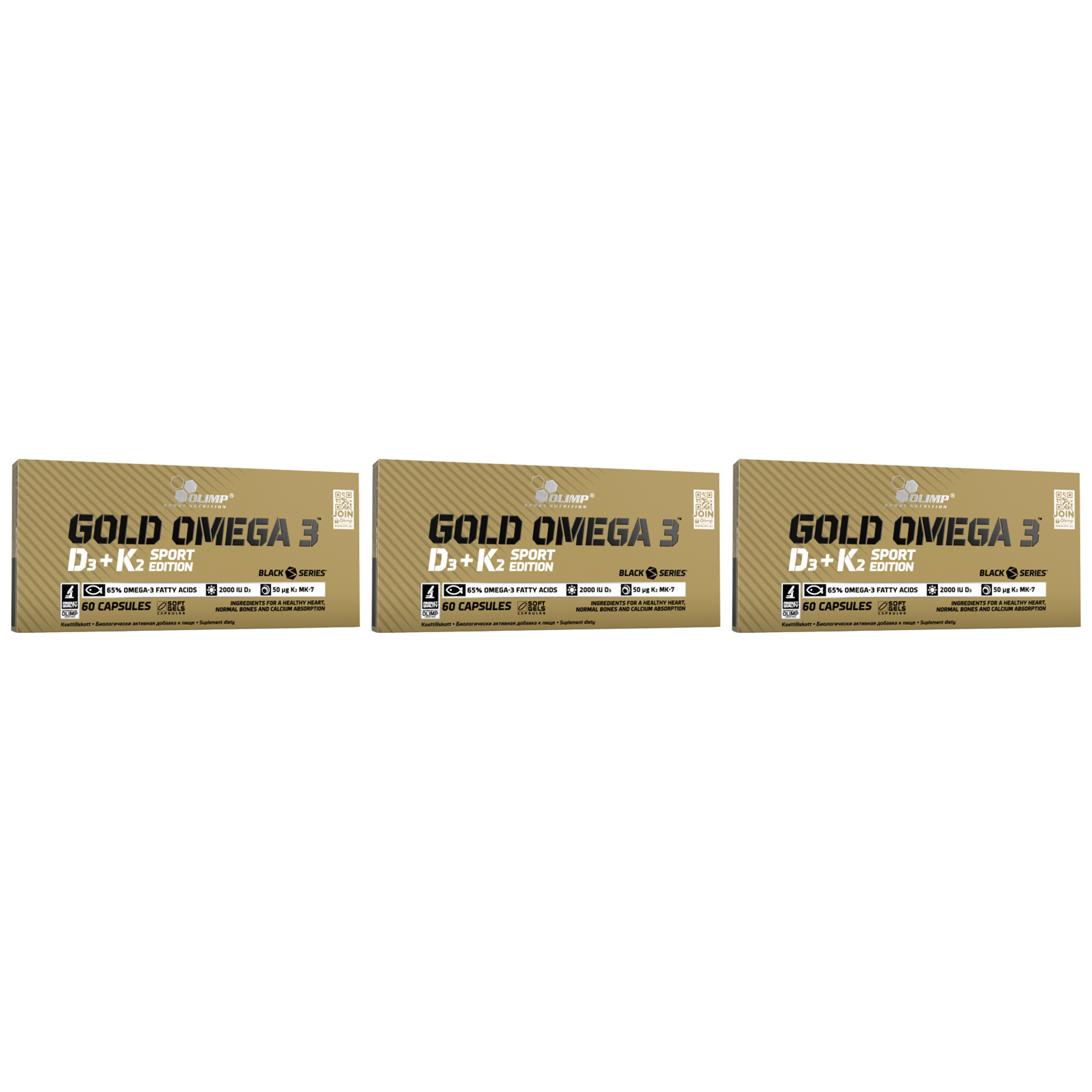 OLIMP Gold Omega 3 D3 + K2 Sport Edition - 3x 60caps