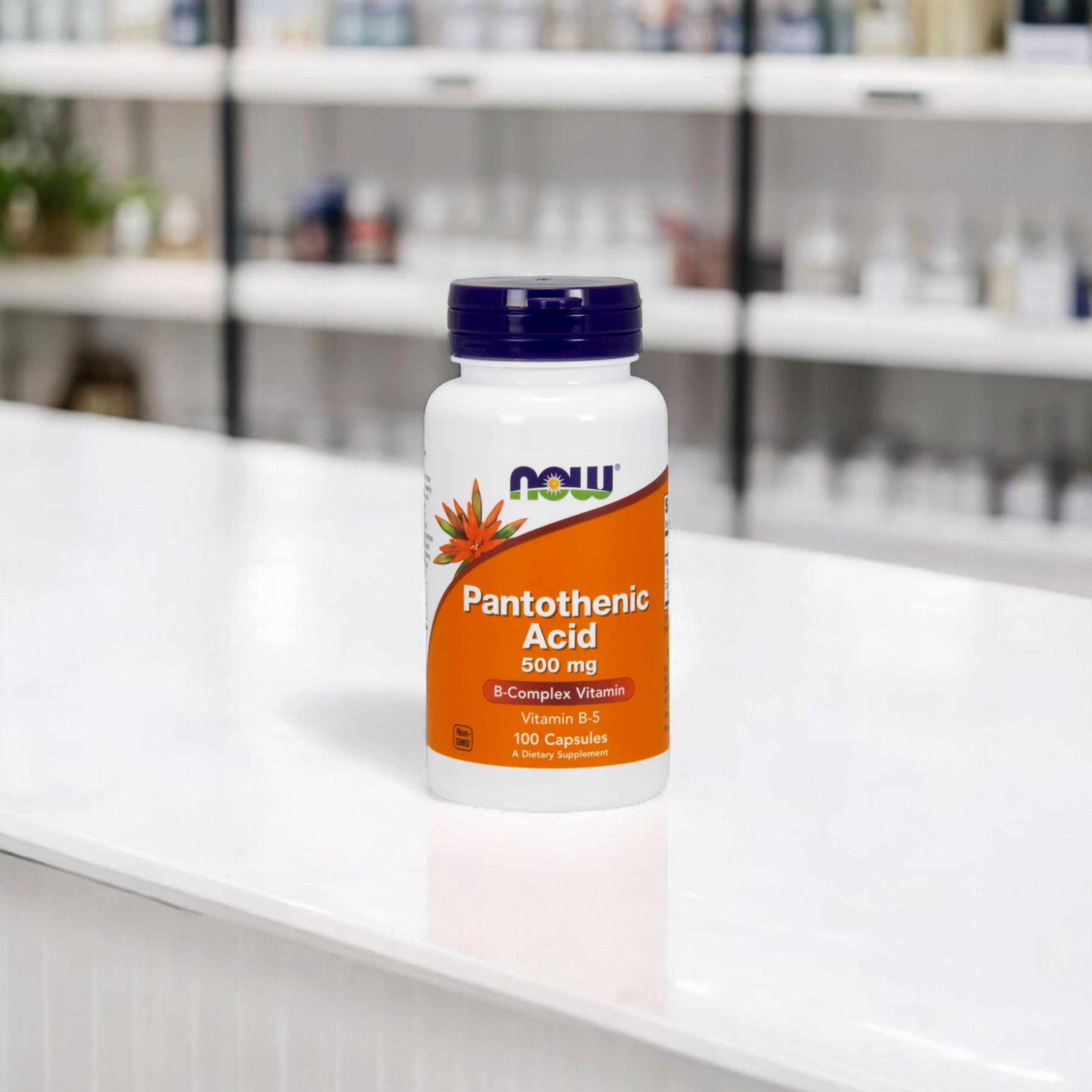 NOW Pantothenic Acid 500mg - 100vcaps. - Kwas pantotenowy