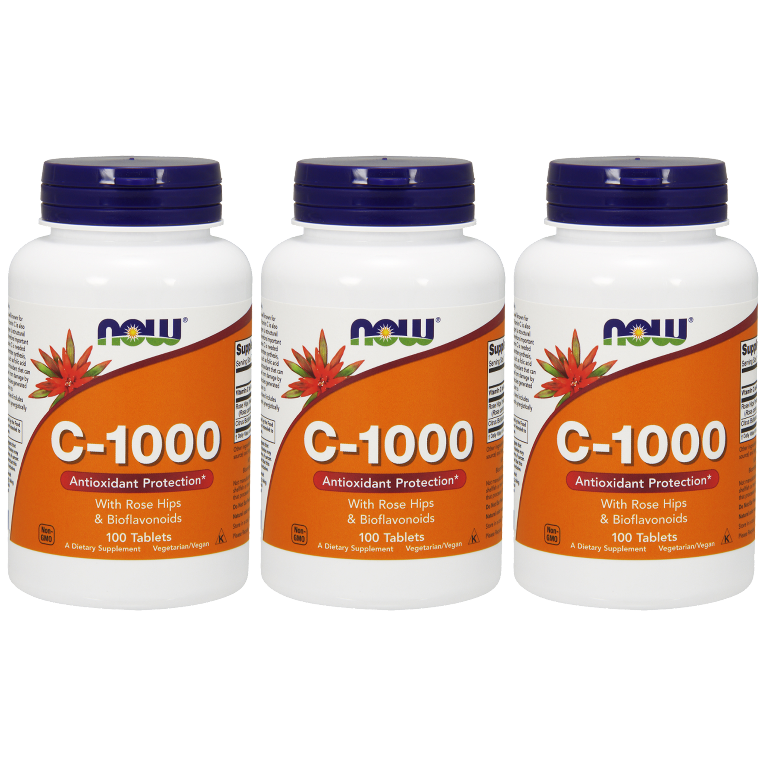 NOW Vitamin C-1000 with Rose Hips & Bioflavonoids - 3x 100tabs