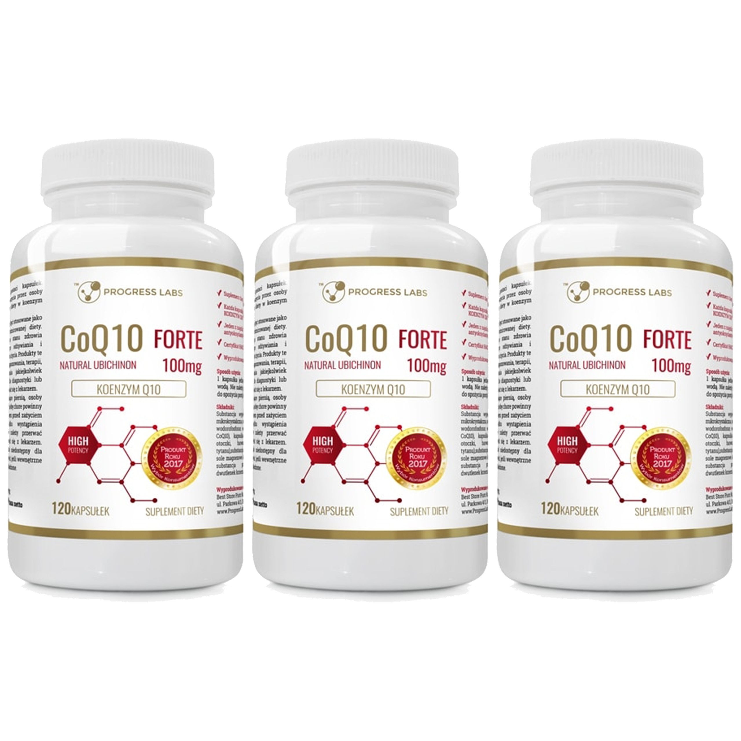 PROGRESS LABS CoQ10 Forte 100mg - 3x 120caps