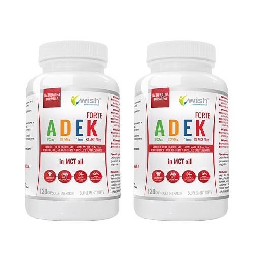 WISH Pharmaceutical ADEK Forte In MCT Oil - 120softgels. - 2x Witaminy w oleju MCT