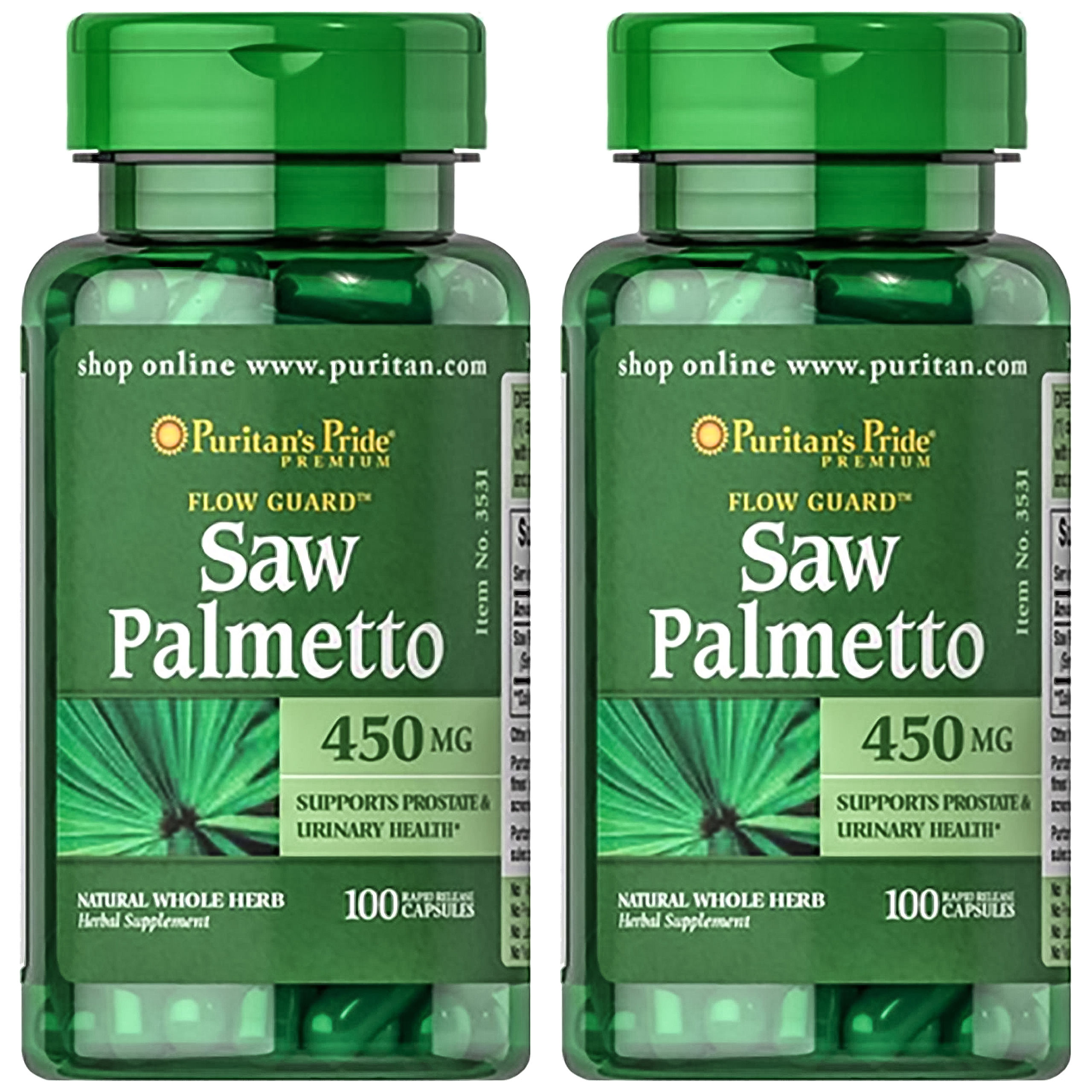 Puritan's Pride Saw Palmetto 450mg - 2x 100caps