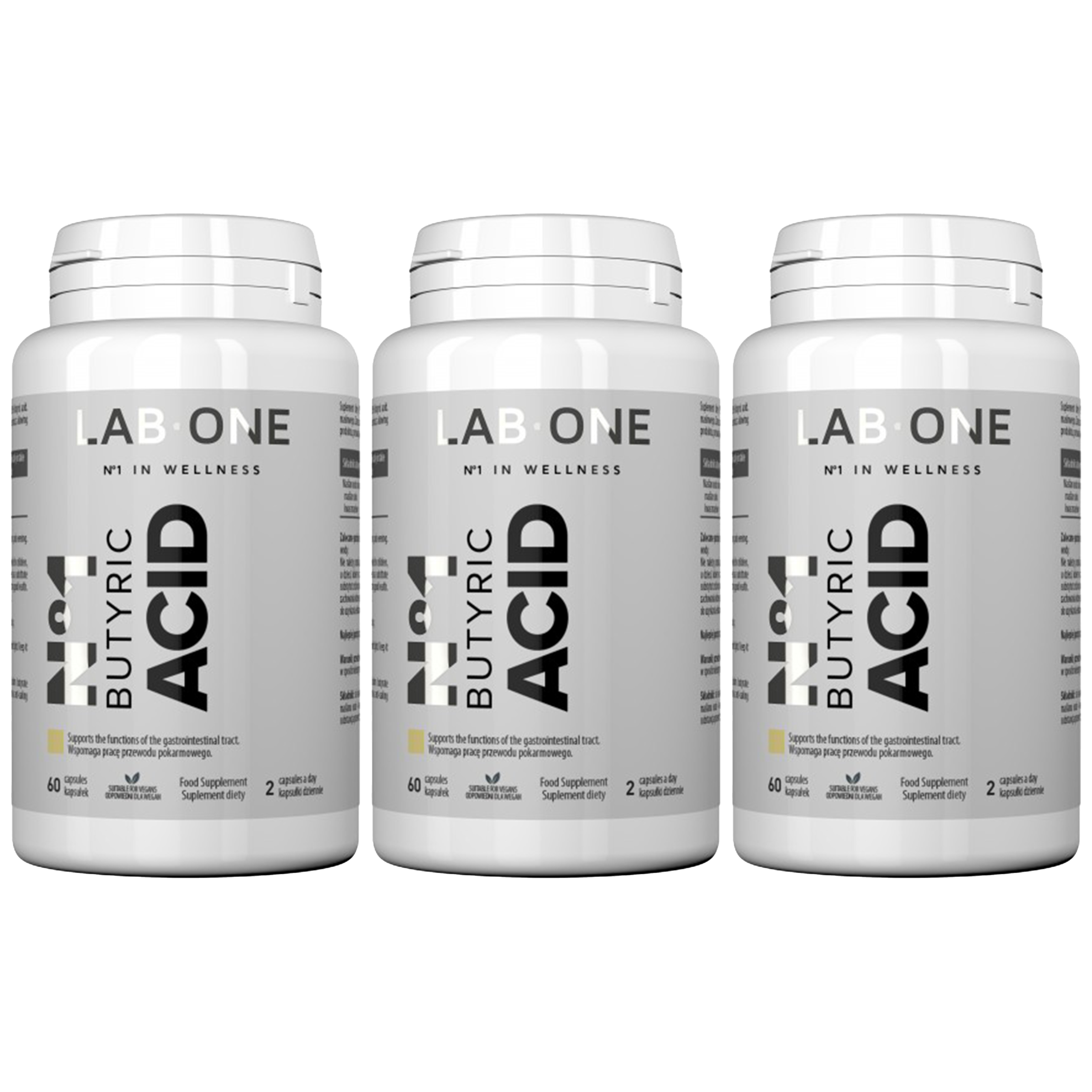 LAB ONE Butyric Acid - 60caps. - 3x Kwas masłowy