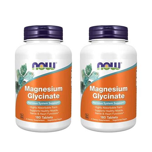 NOW Magnesium Glycinate - 2x 180tabs.