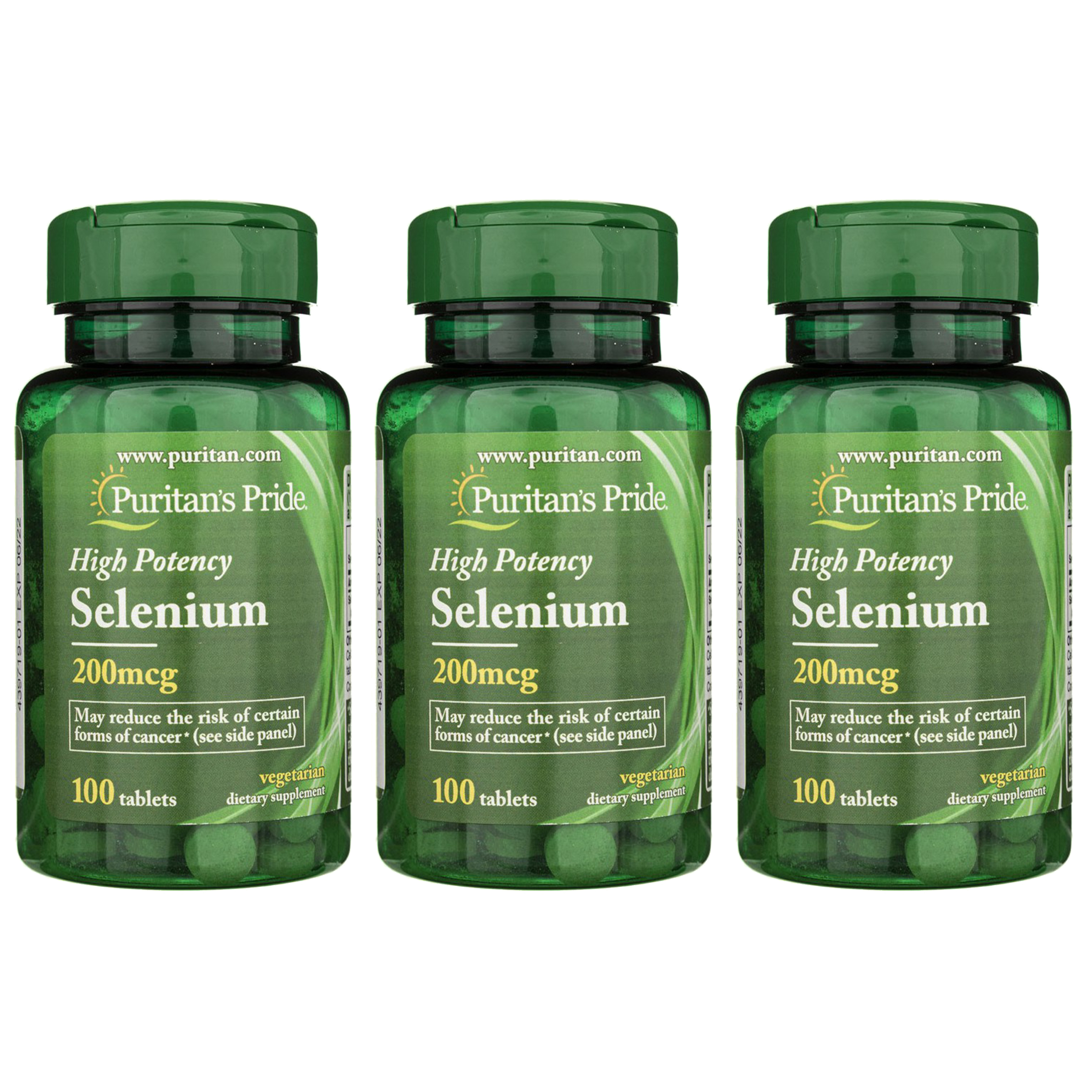 Puritan's Pride Selenium 200mcg - 100tabs. - 3x Selen