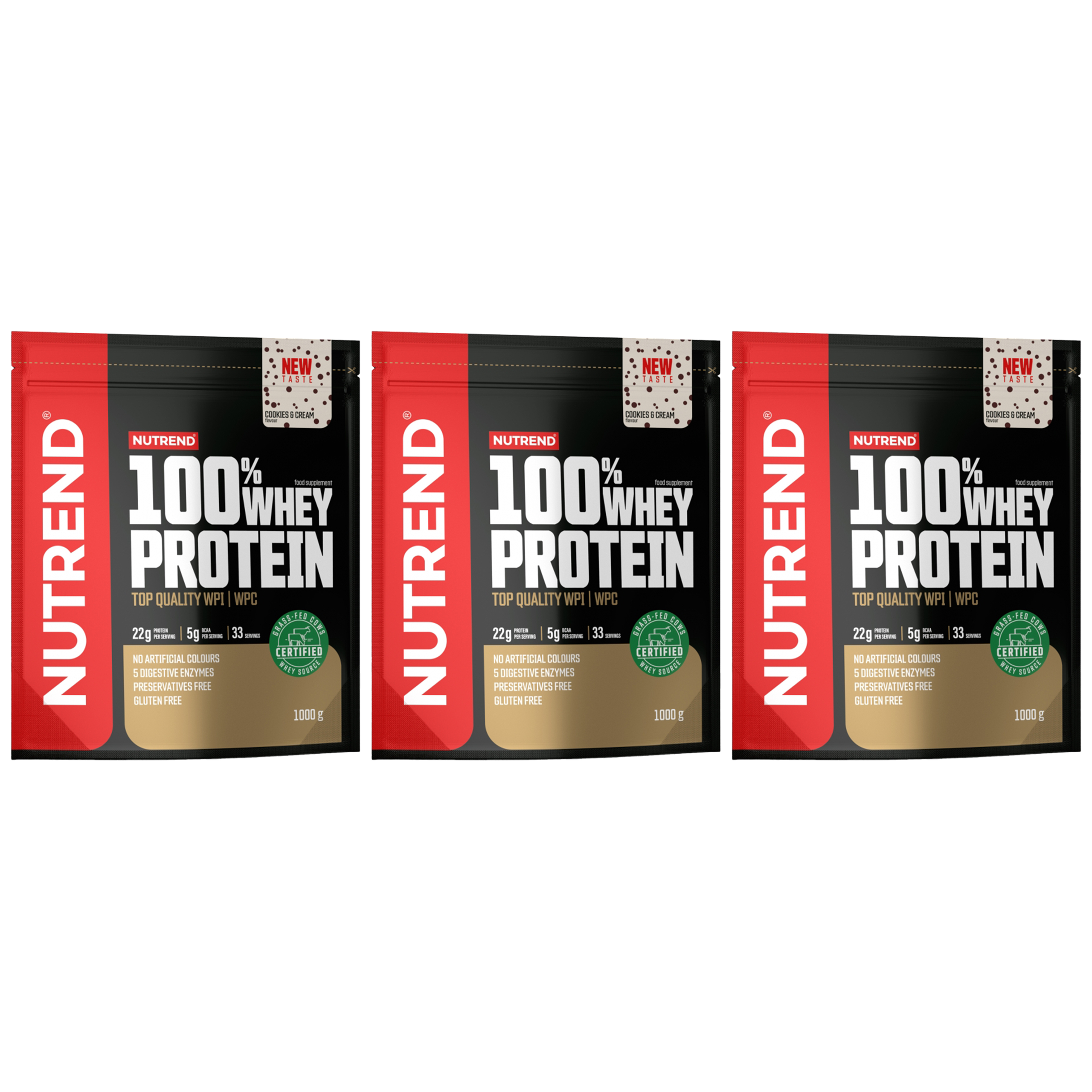 NUTREND 100% Whey Protein - 3x 1000g