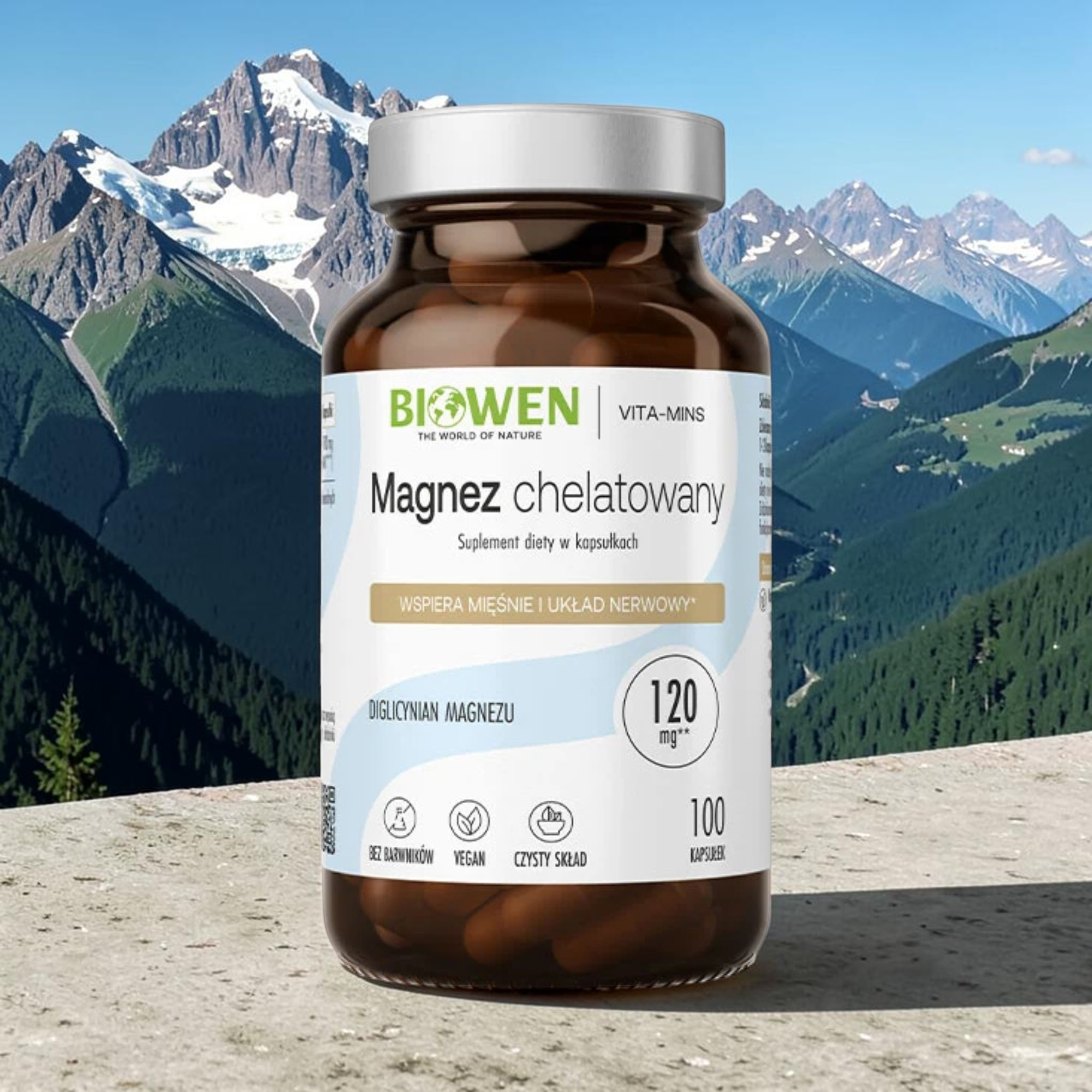 BIOWEN - Magnez Chelatowany 850mg - 2x 100caps.