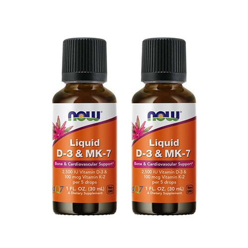 NOW Liquid D-3 & MK-7 - 2x 30ml - Witamina D3 & MK7 w kroplach