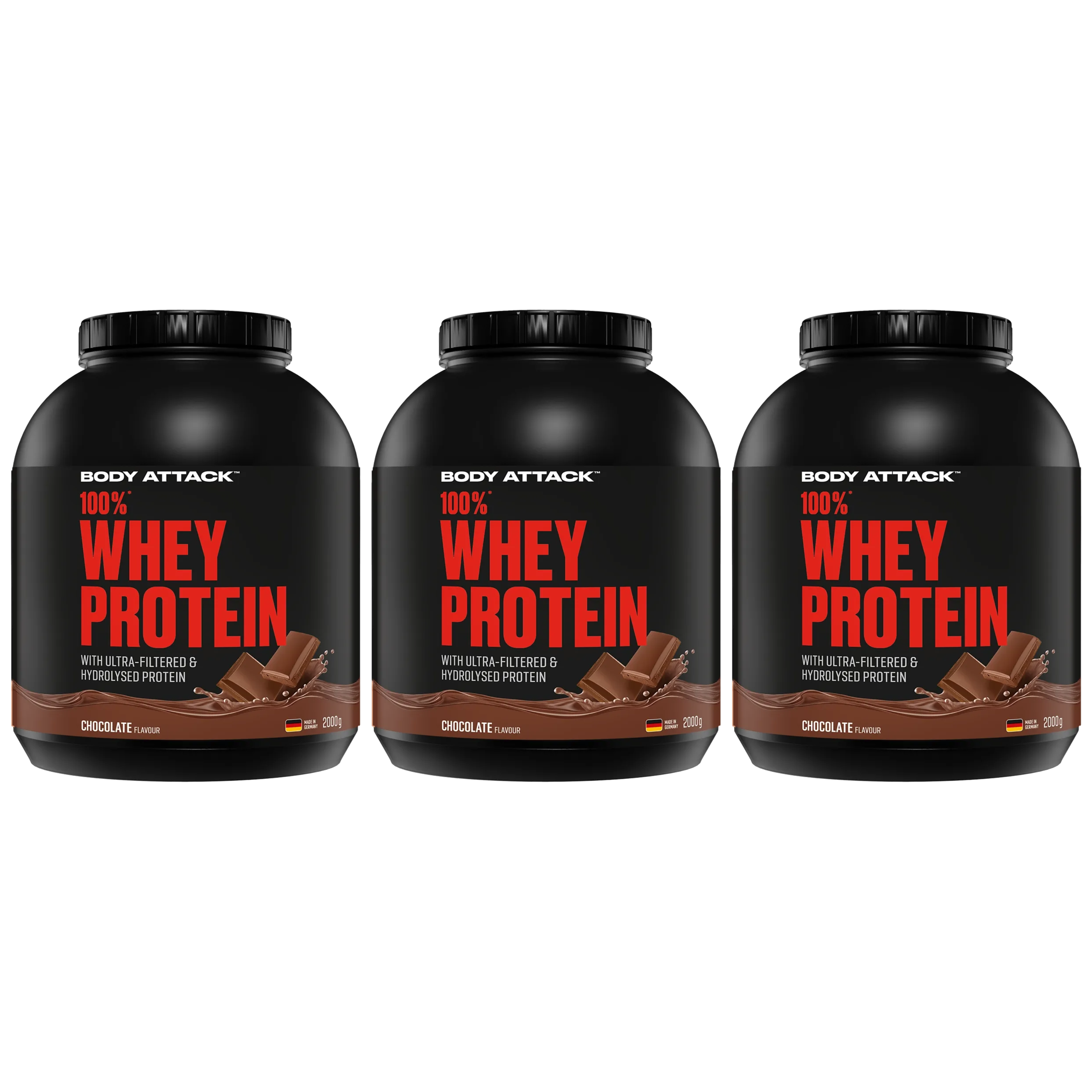 BODY ATTACK - 100% Whey Protein - 3x 2000g