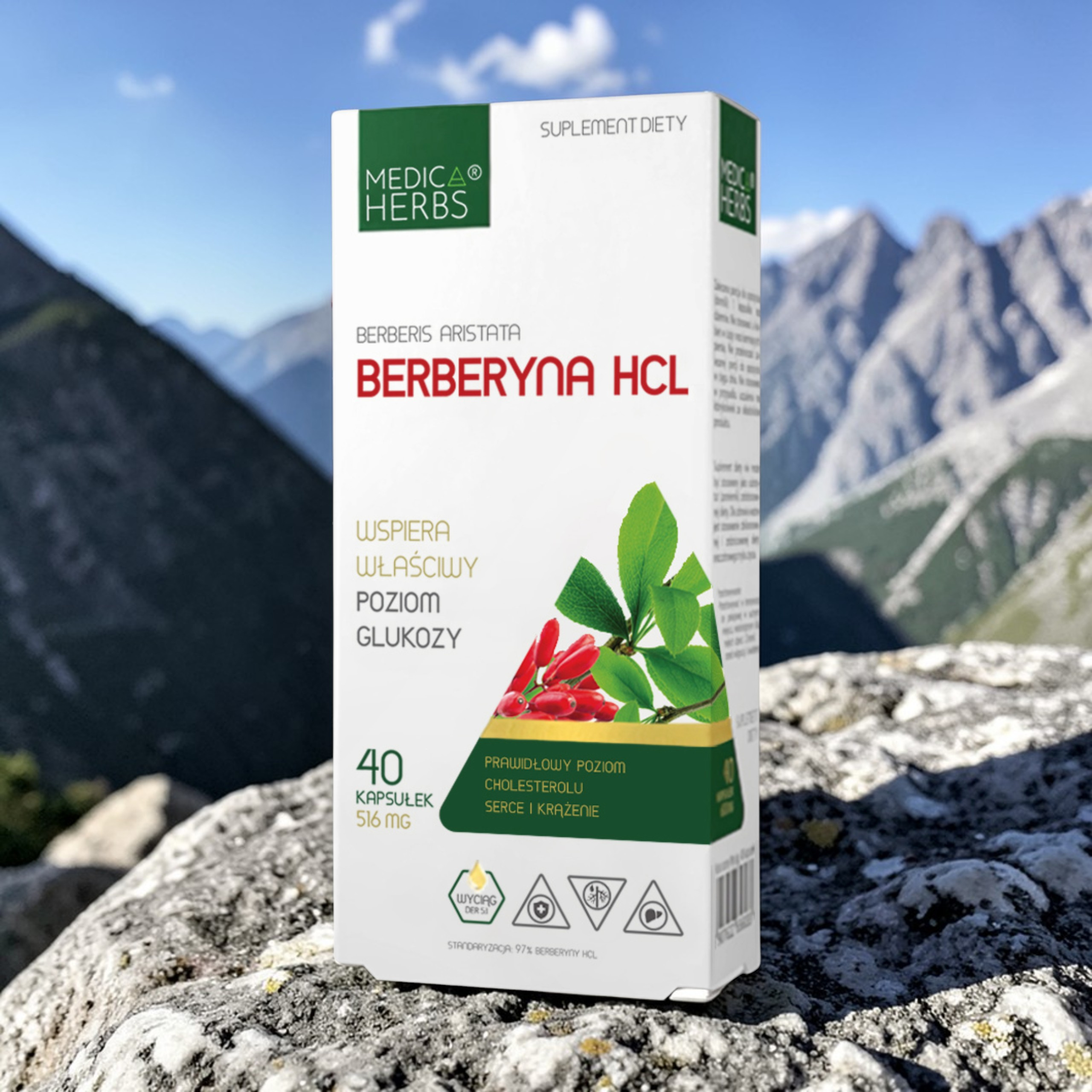 MEDICA HERBS - Berberyna HCL 500mg - 40caps.