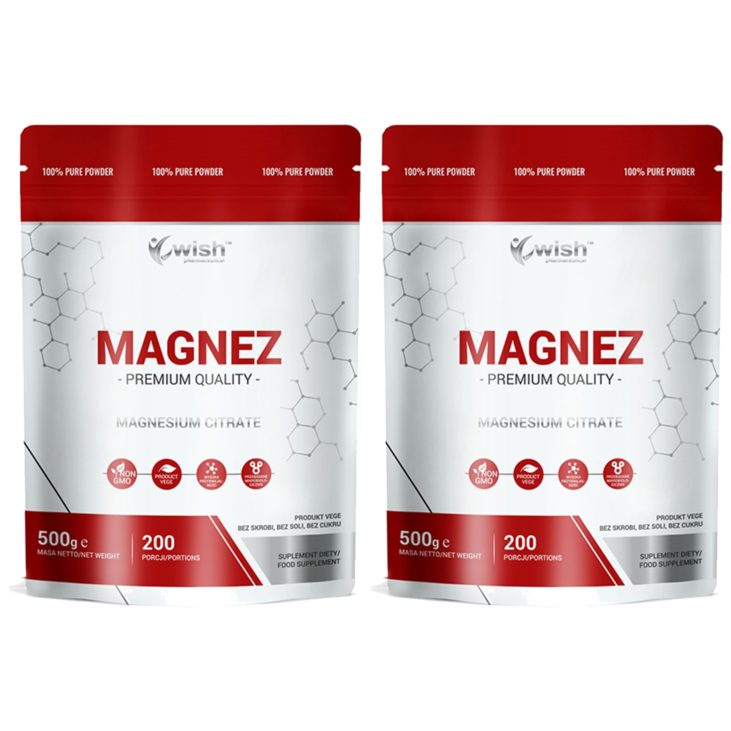 WISH Pharmaceutical Cytrynian Magnezu - 2x 500g