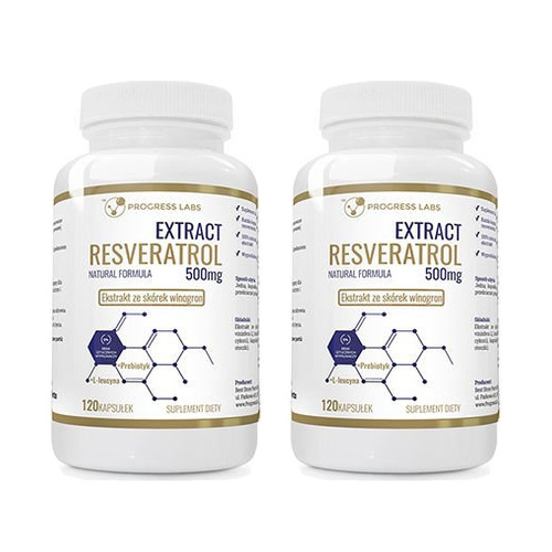 PROGRESS LABS Resveratrol Extract 500mg - 2x 120caps