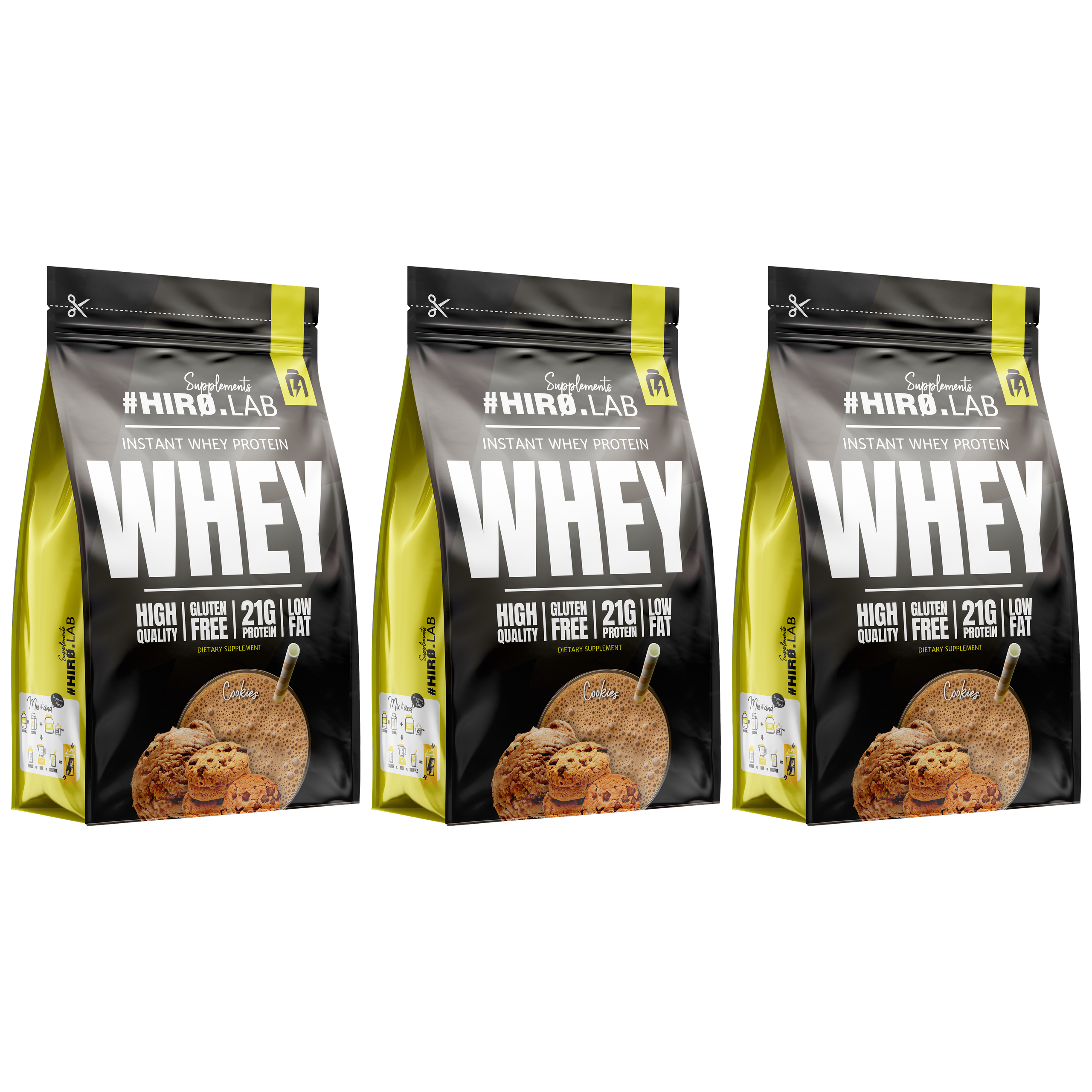 HIRO.LAB Instant Whey Protein - 3x 750g