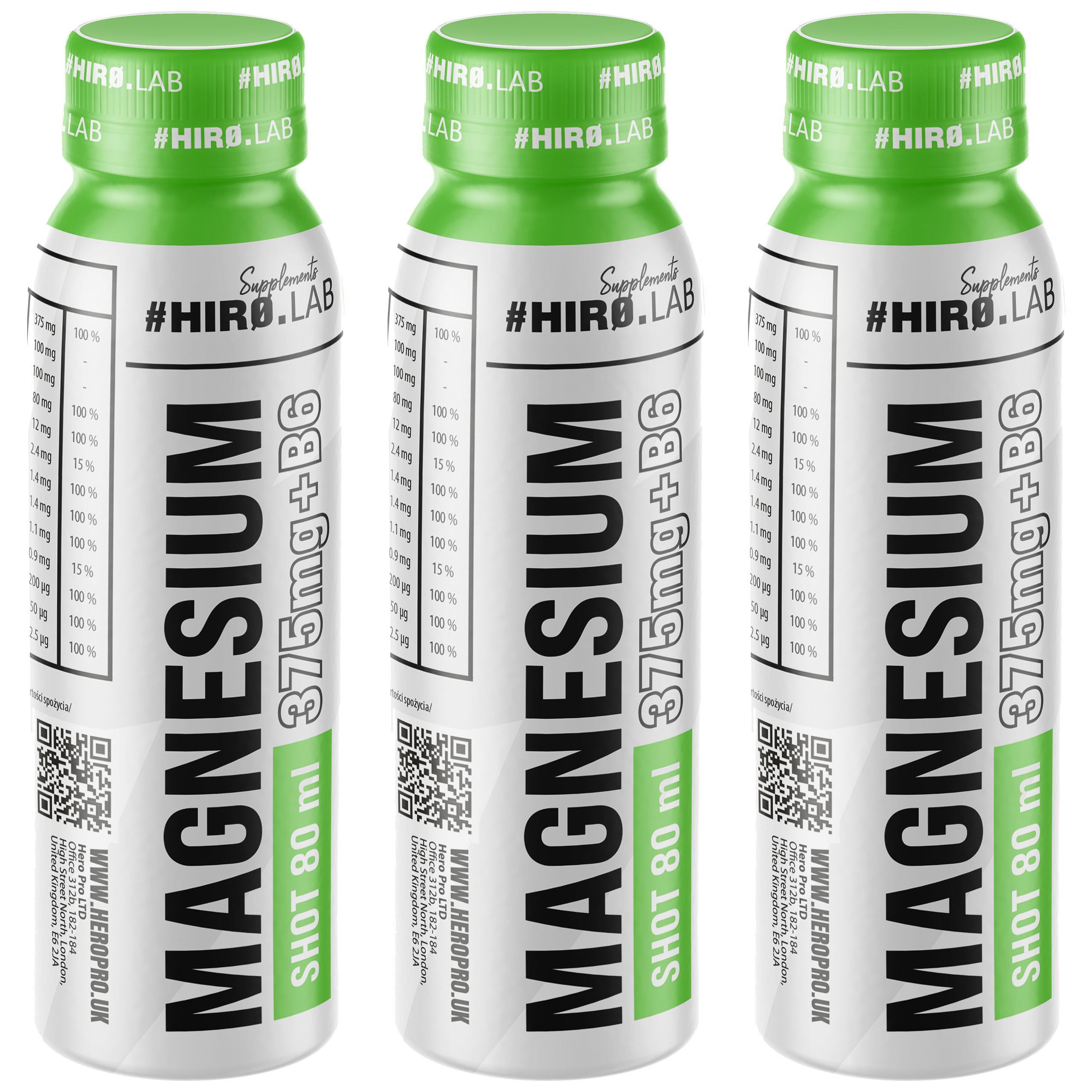 HIRO.LAB Magnesium + B6 Shot - 3x 80ml - Cherry Apple