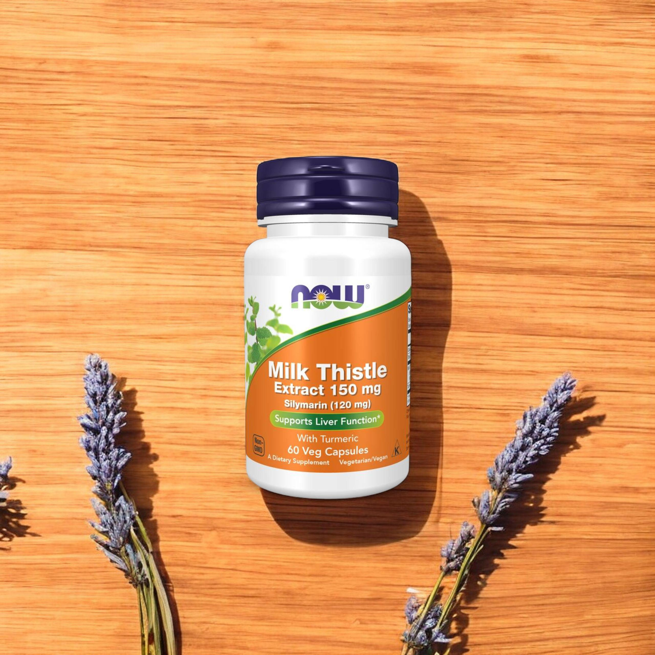 NOW Milk Thistle Extract 150mg Silymarin (120mg) with Turmeric - 2x 60vcaps.