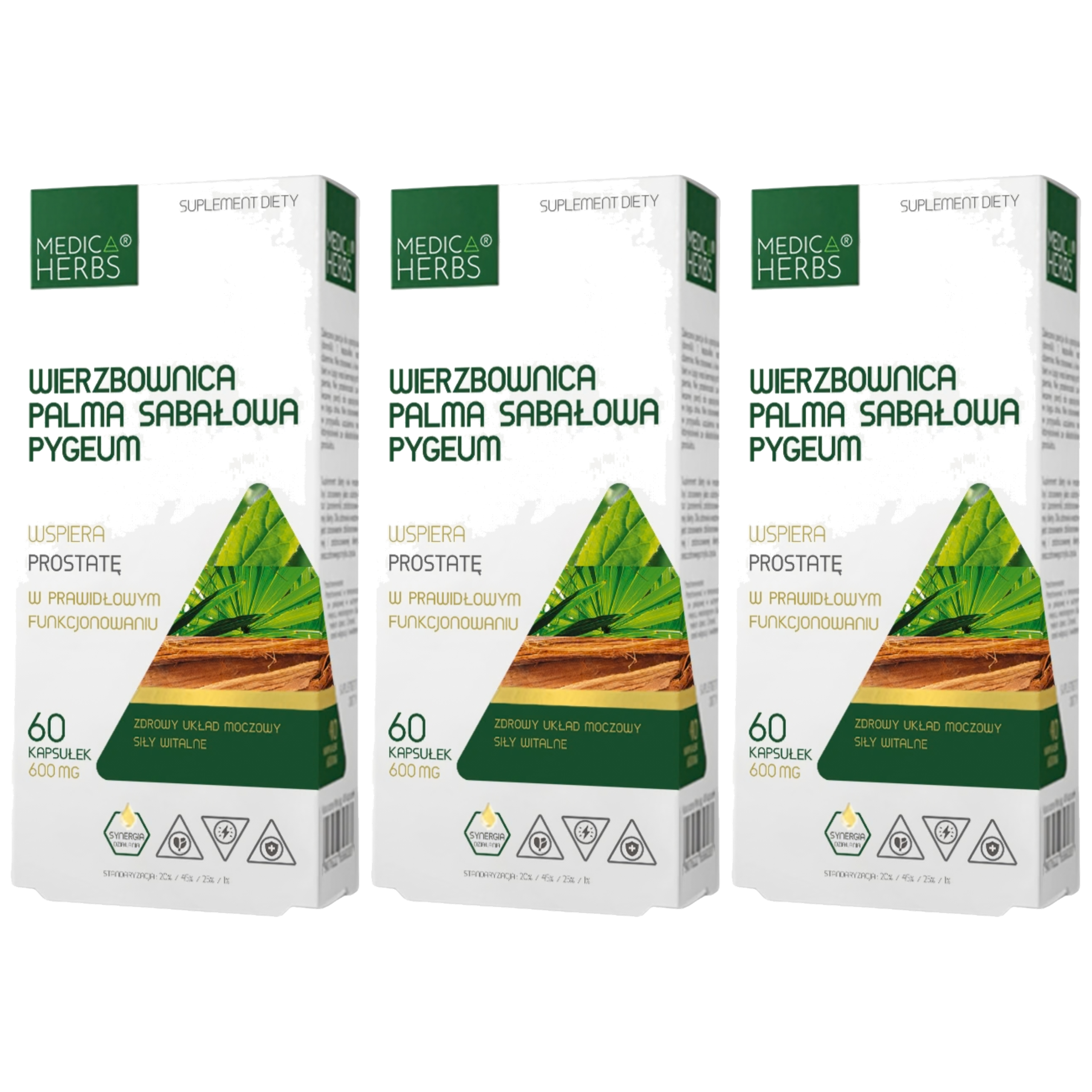 MEDICA HERBS - Wierzbownica Palma Sabałowa Pygeum - 3x 60caps.