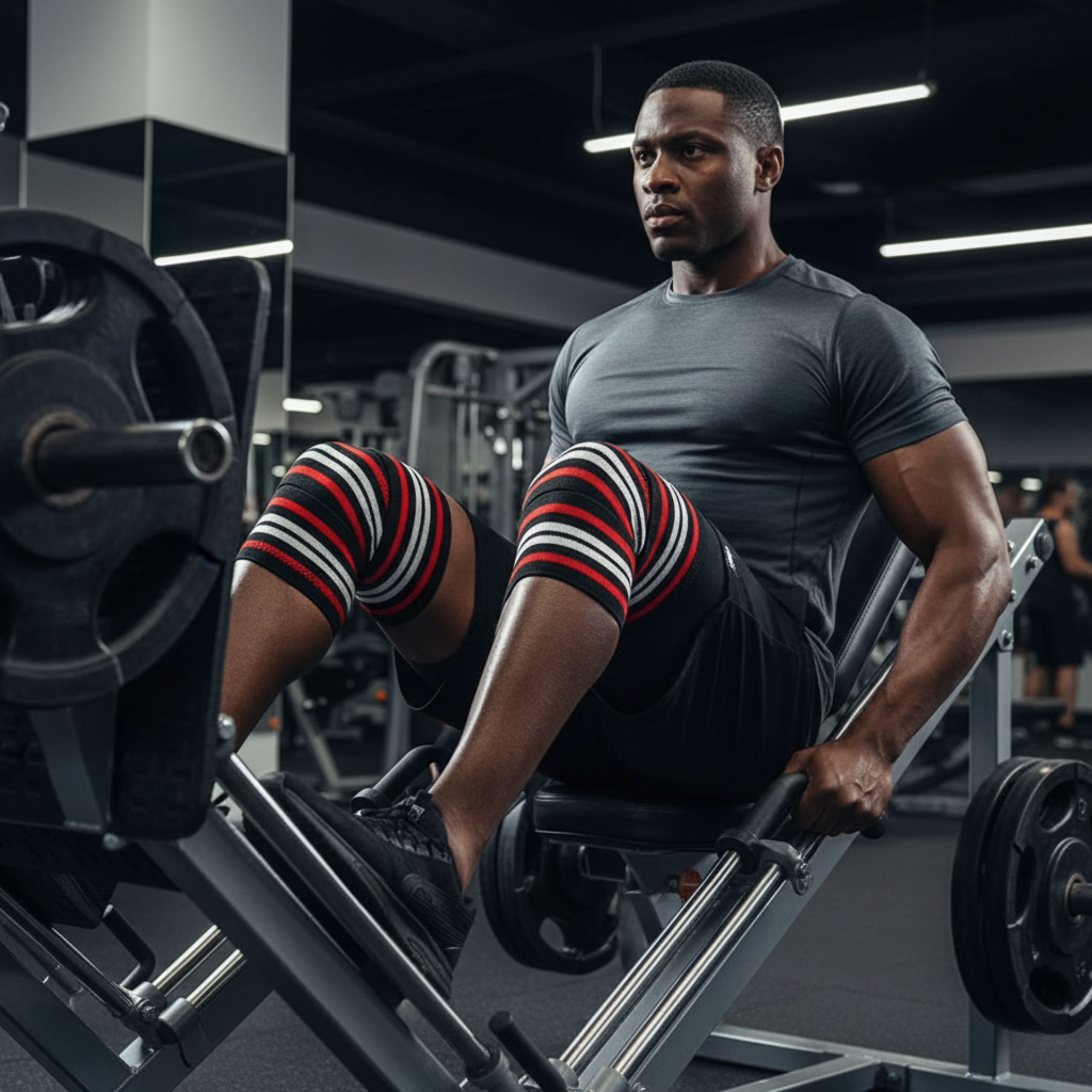 MEX SPORT - Knee Wraps - Black/Red/White - 198cm