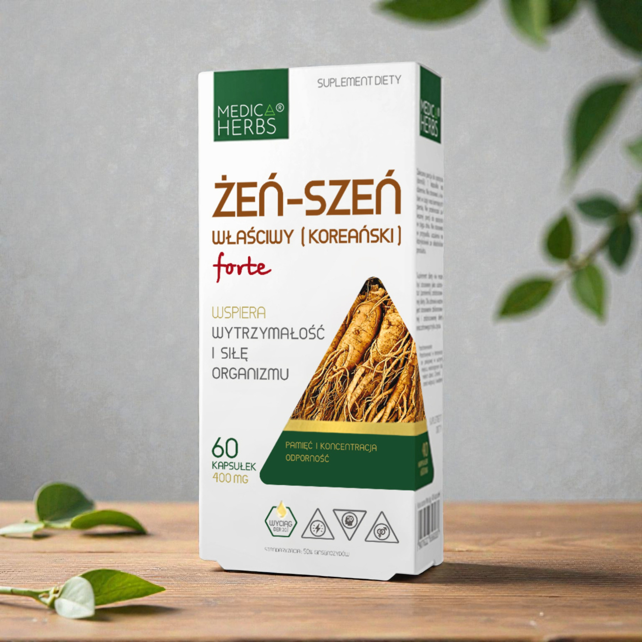 MEDICA HERBS - Żeń-Szeń Właściwy Koreański Forte 400mg - 2x 60caps.