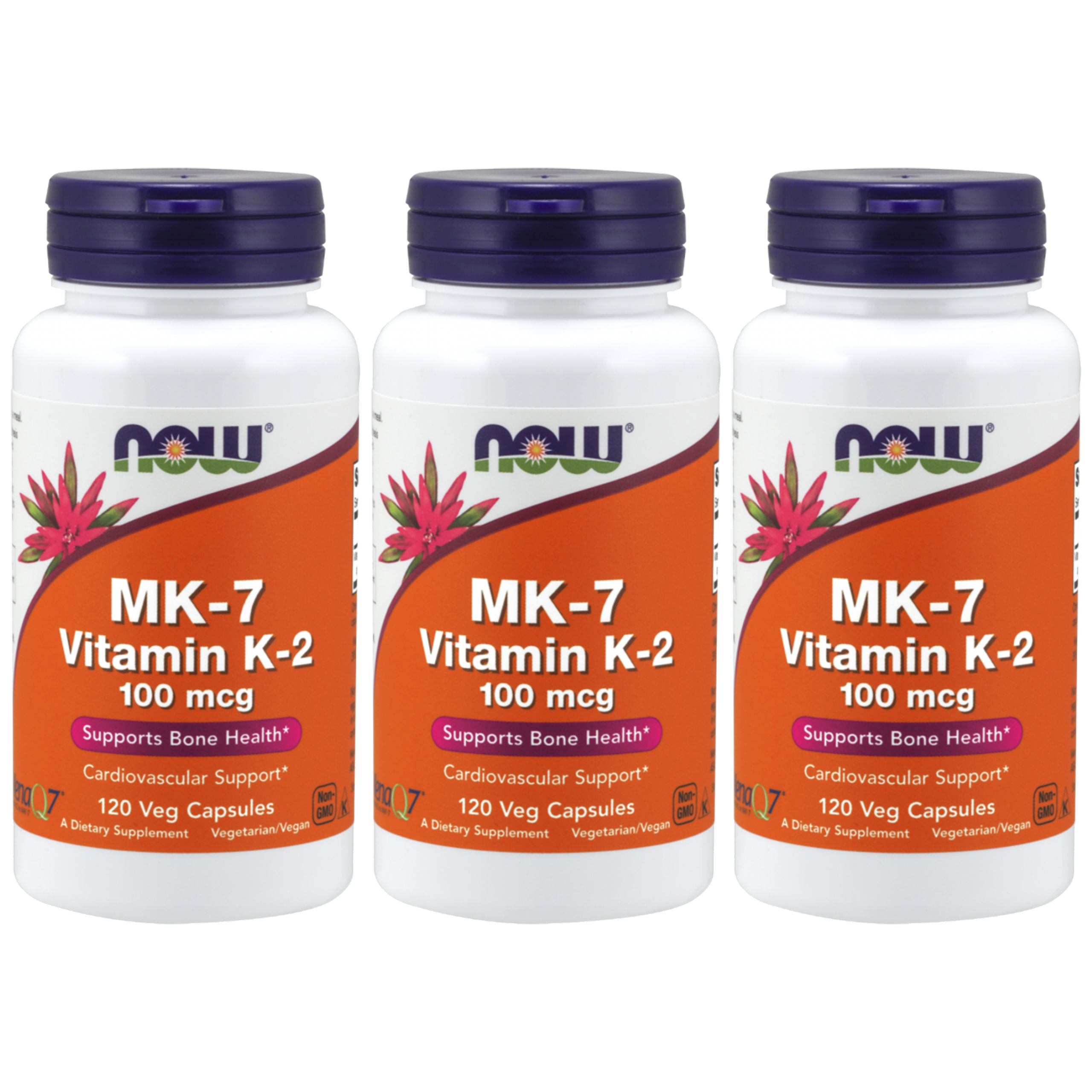 NOW Vitamin K-2 MK7 100mcg - 3x 120vcaps