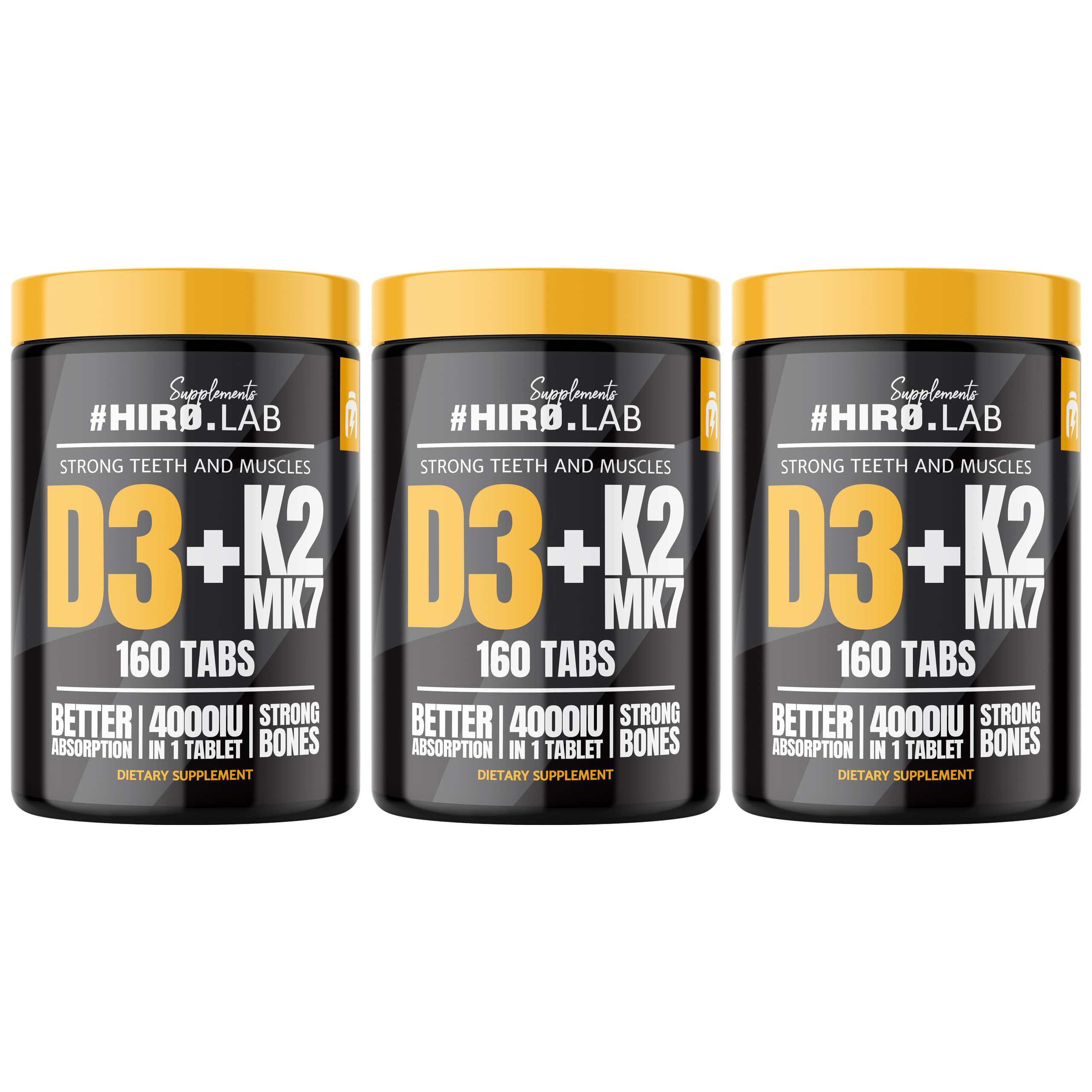 HIRO.LAB Vitamin D3 4000IU + K2 MK7 - 3x 160tabs.