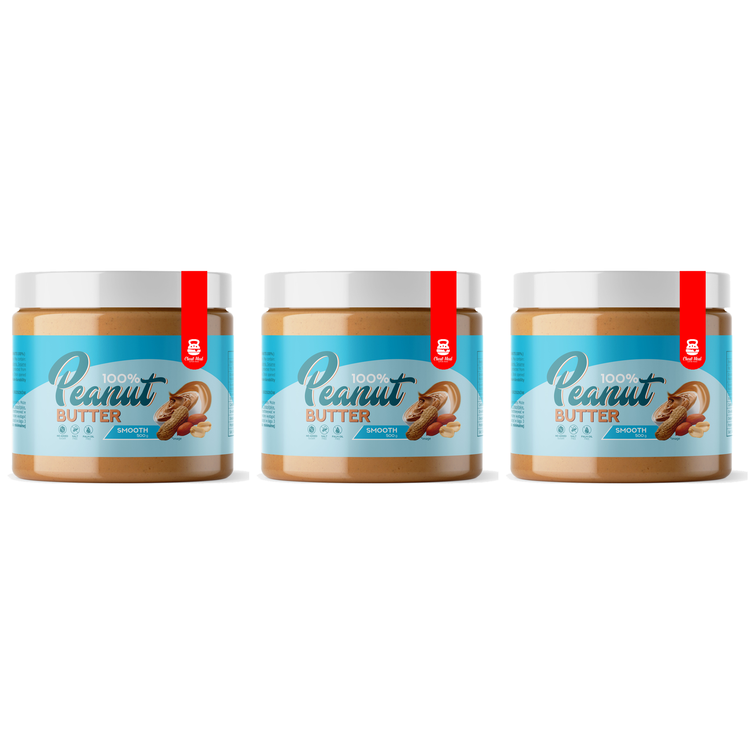 Cheat Meal Nutrition Peanut Cream (Krem Orzechowy) - 3x 500g - Smooth