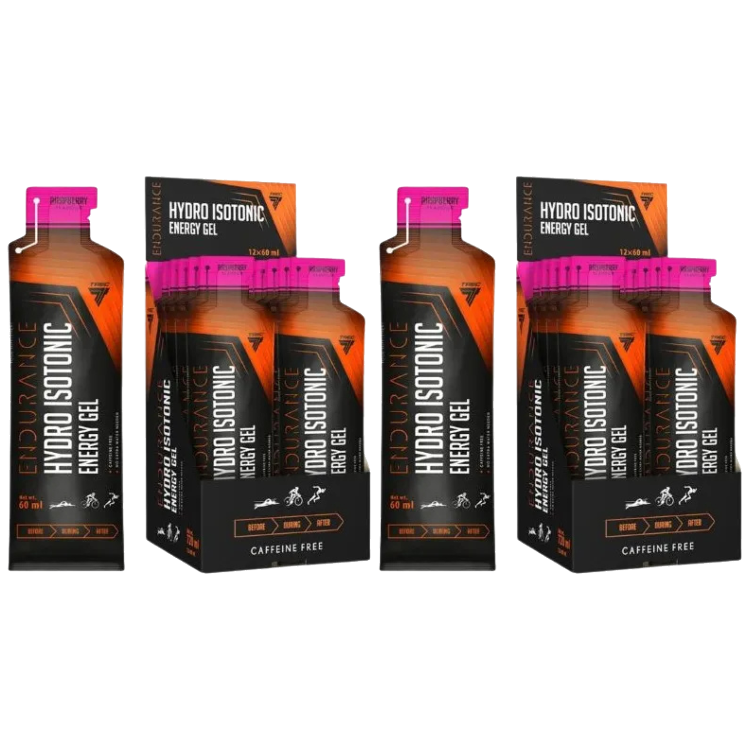 TREC - Endurance Hydro Isotonic Energy Gel - 2x 60ml - Raspberry x12