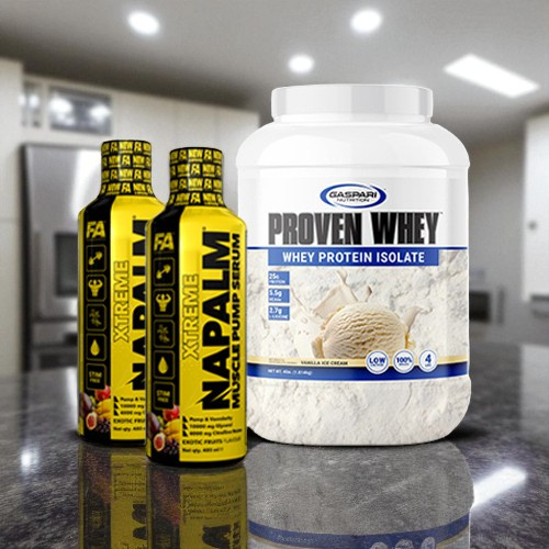 FITNESS AUTHORITY Napalm Muscle Pump Serum - 2x 480ml + GASPARI NUTRITION Proven Whey 2.0 - 1814g