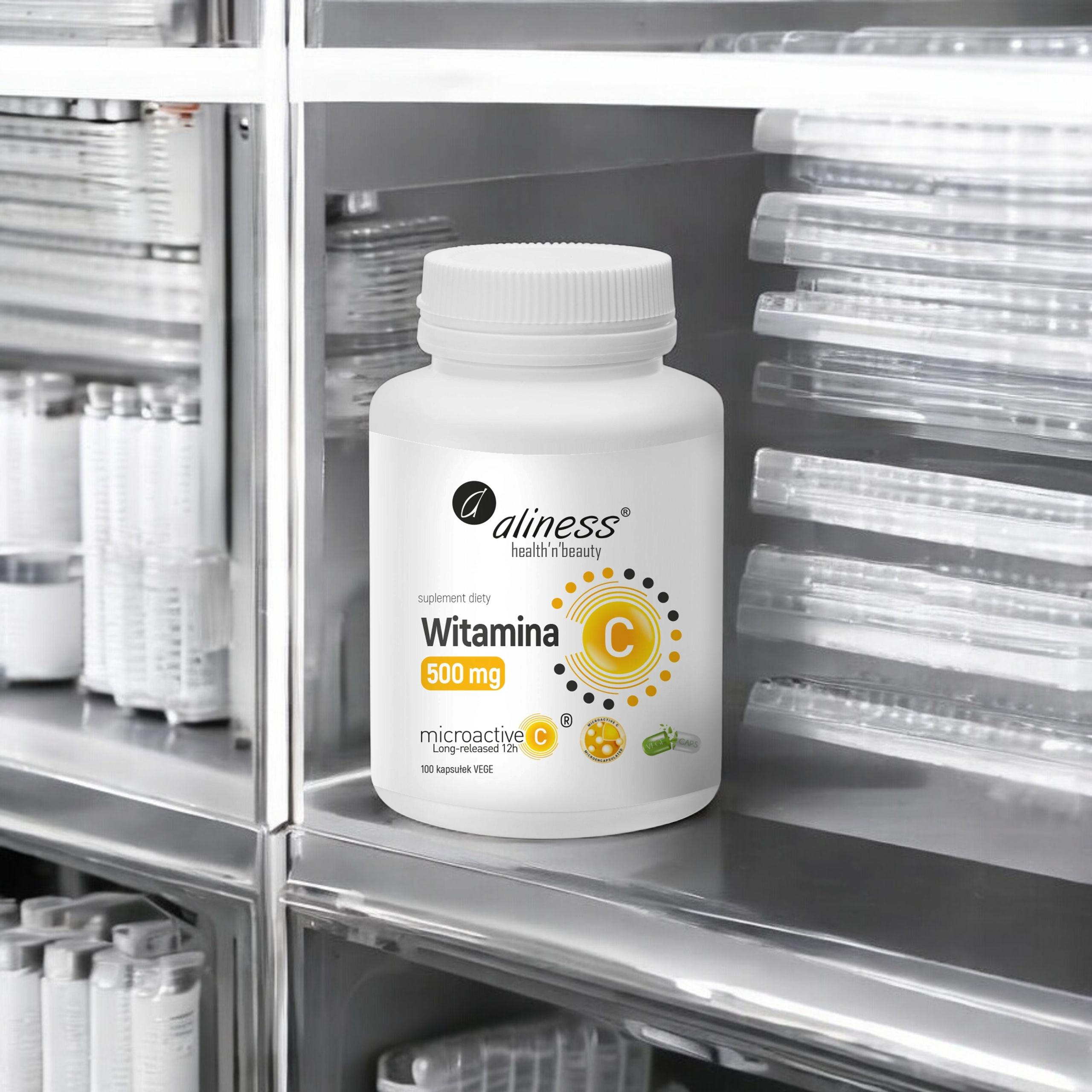 ALINESS - Witamina C 500mg Microactive 12h - 100vcaps. x3