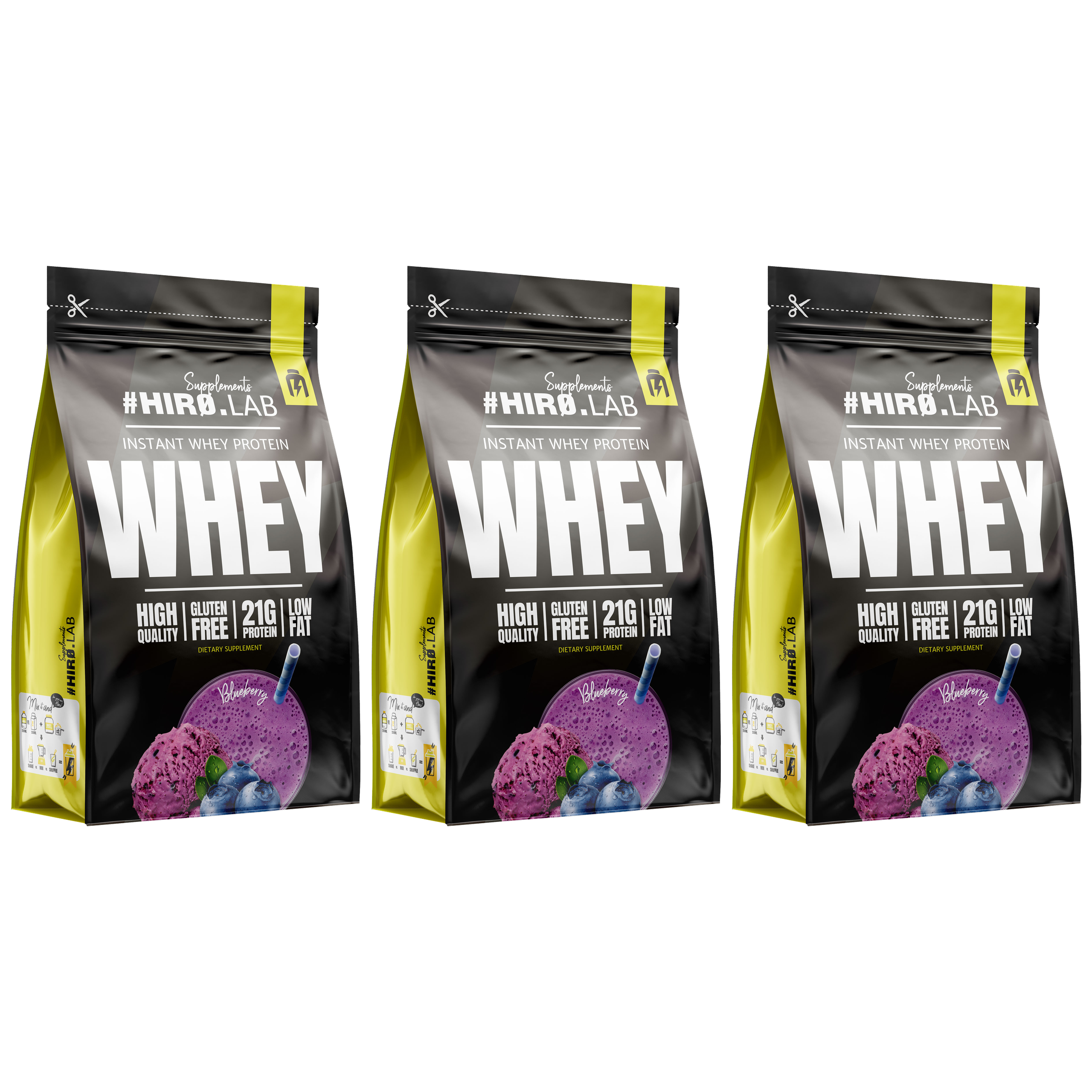 HIRO.LAB Instant Whey Protein - 3x 750g