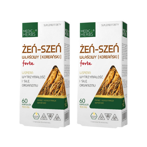 MEDICA HERBS - Żeń-Szeń Właściwy Koreański Forte 400mg - 2x 60caps.