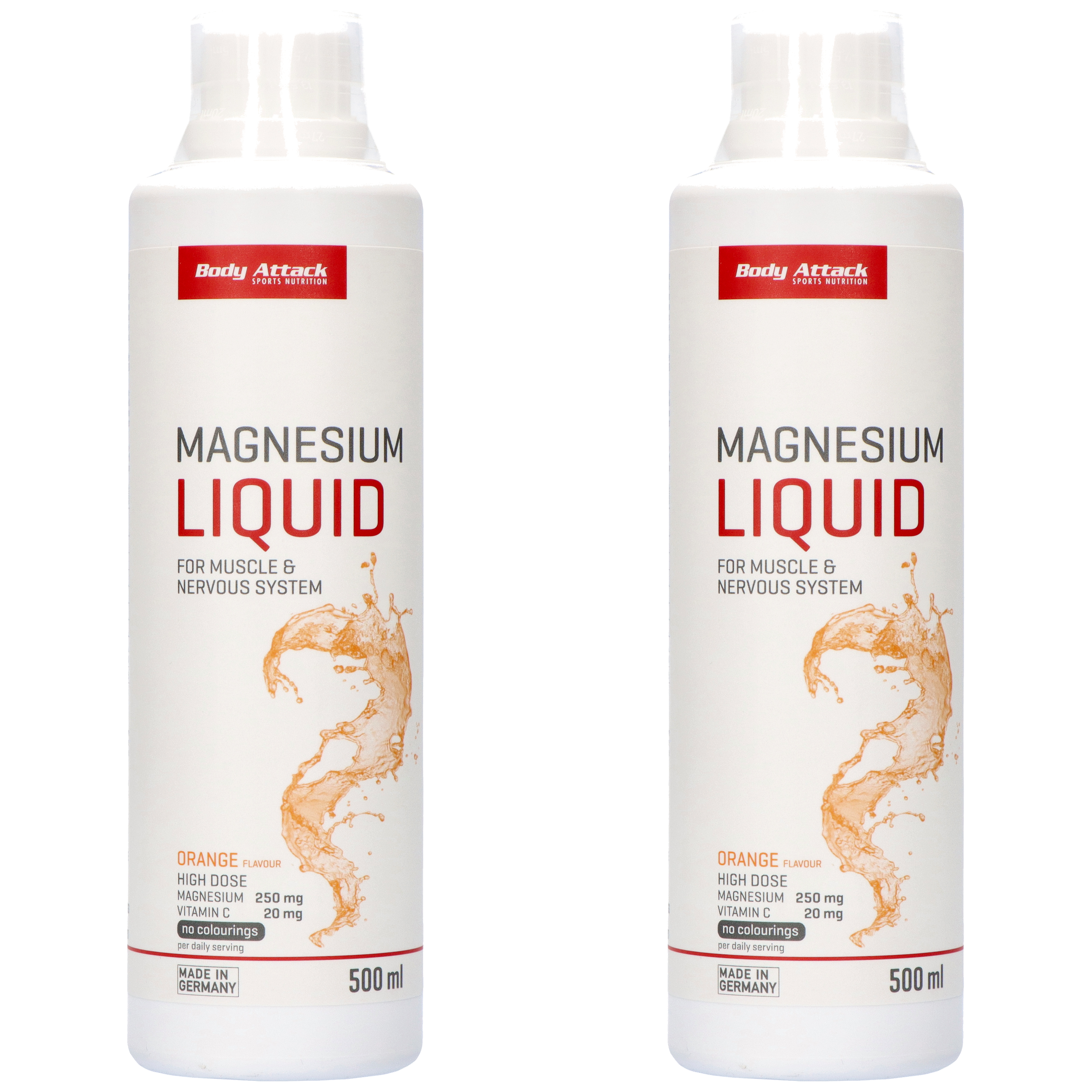 BODY ATTACK Magnesium Liquid - 2x 500ml - Orange