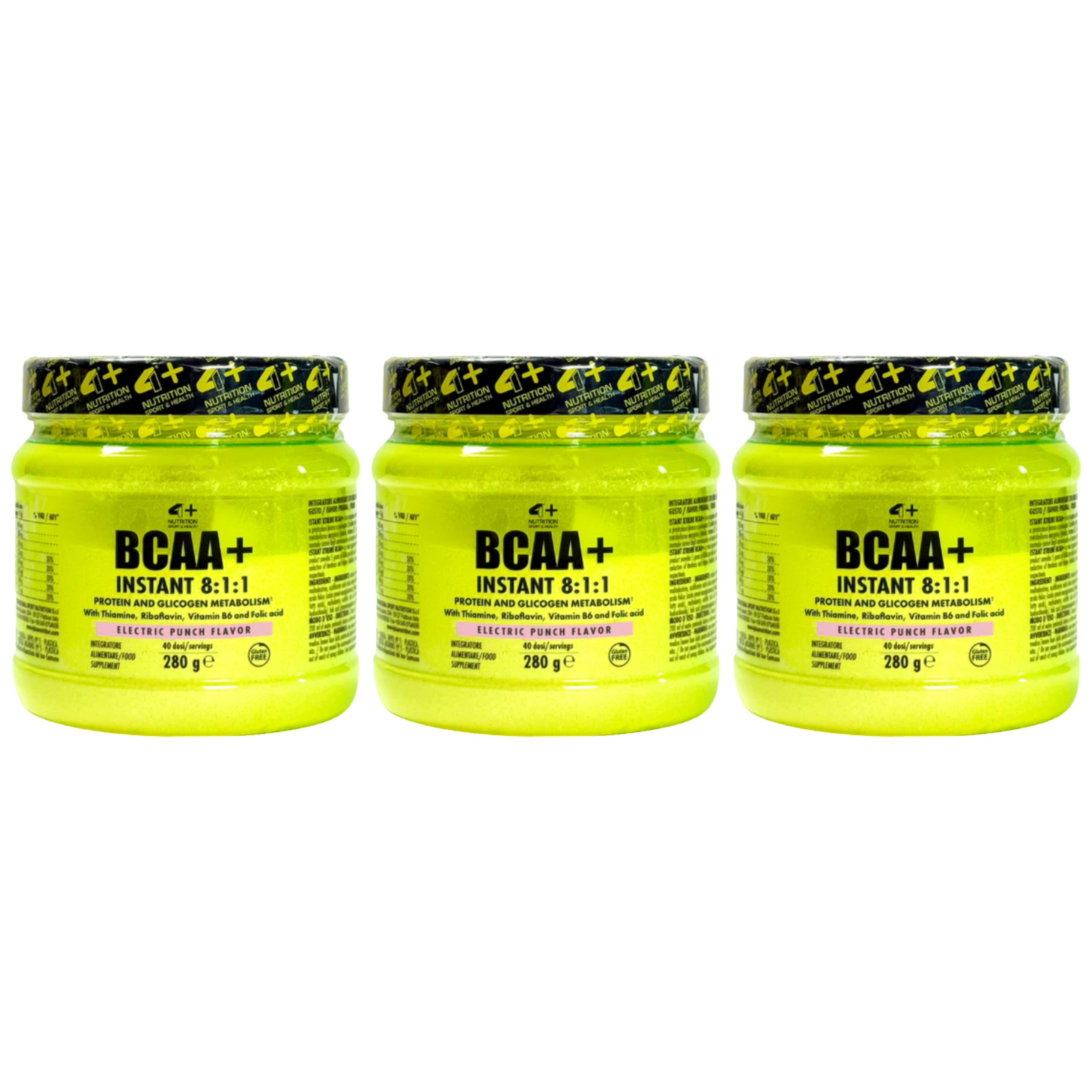 4+ NUTRITION - BCAA+ 8:1:1 - 3x 280g - Electric Punch